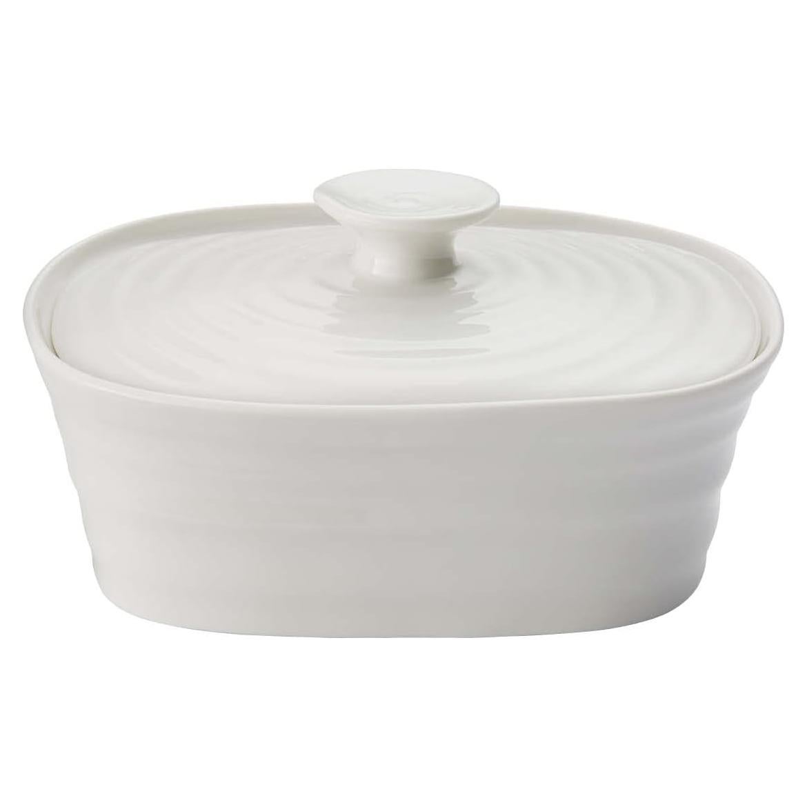 Plato de Mantequilla Cubierto Portmeirion Sophie Conran Blanco - Apto Microondas