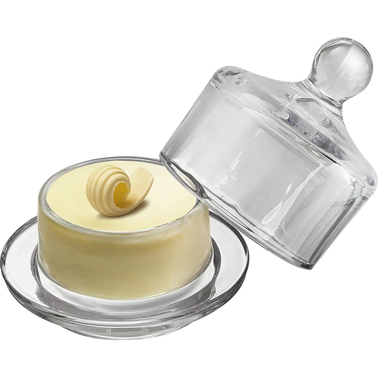 Platos de Mantequilla de Vidrio Dicunoy - 2 Piezas con Tapa