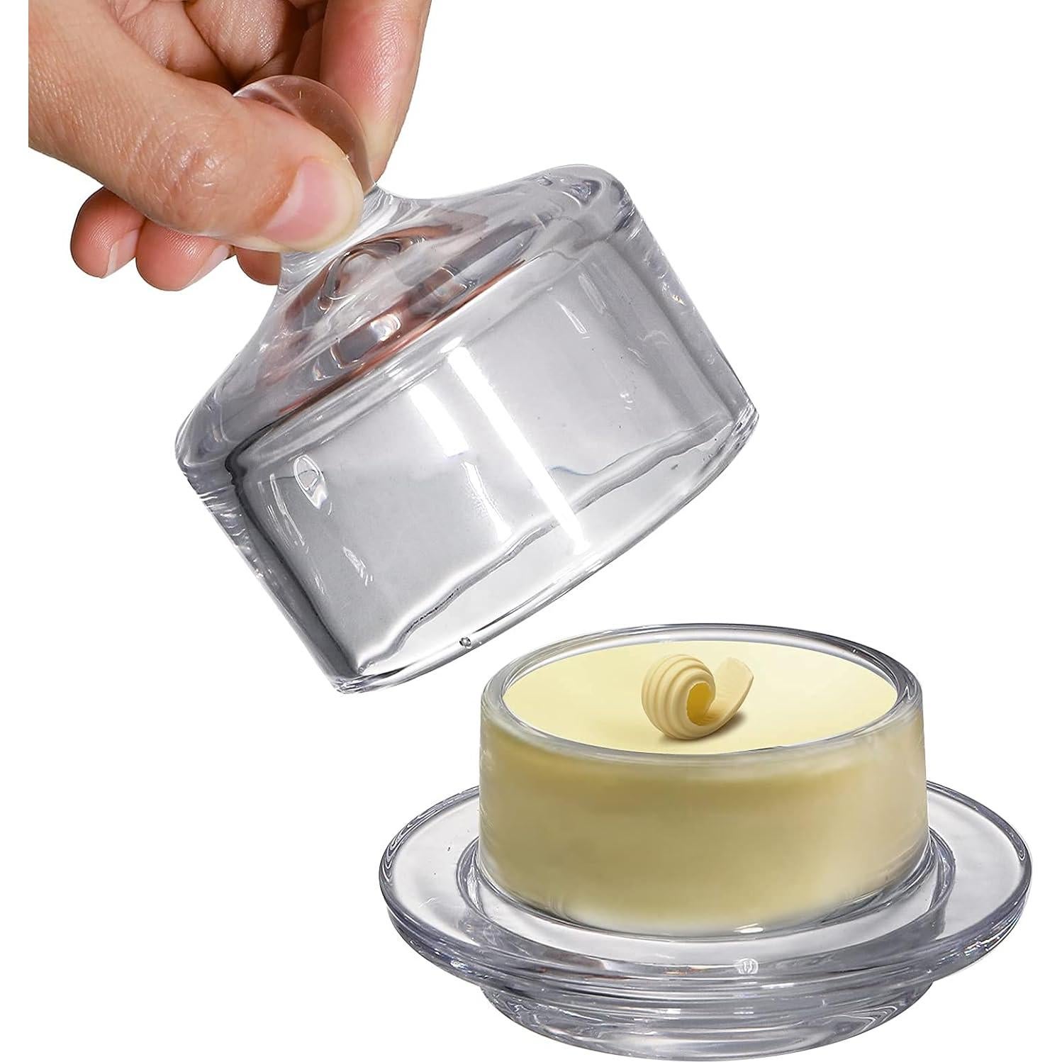 Platos de Mantequilla de Vidrio Dicunoy - 2 Piezas con Tapa
