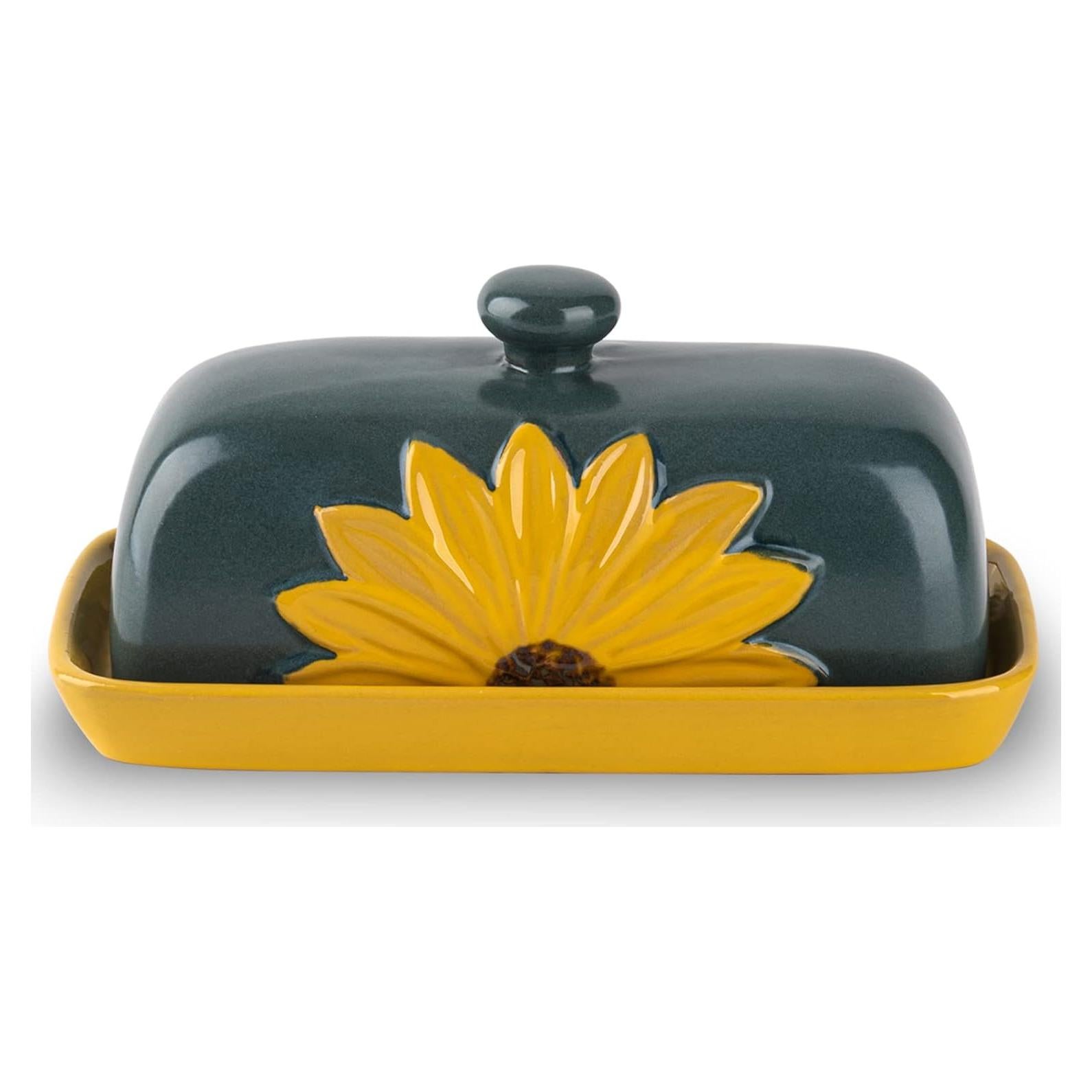 Conservador de Mantequilla Cerámica Juny Girasol 20.1x9.9cm