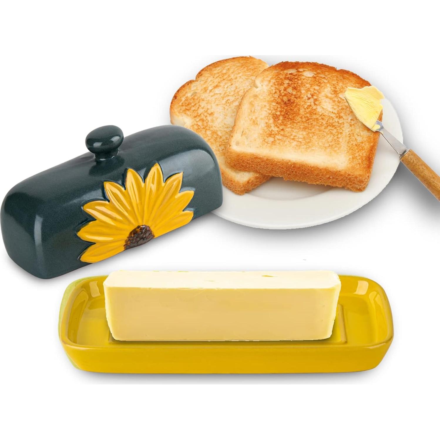 Conservador de Mantequilla Cerámica Juny Girasol 20.1x9.9cm