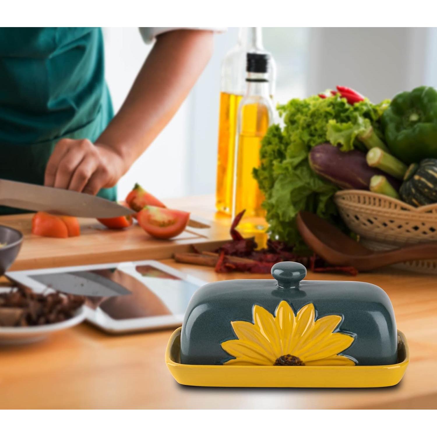 Conservador de Mantequilla Cerámica Juny Girasol 20.1x9.9cm