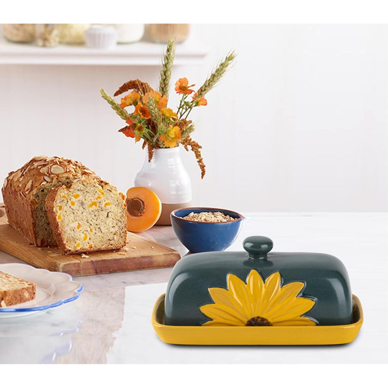 Conservador de Mantequilla Cerámica Juny Girasol 20.1x9.9cm