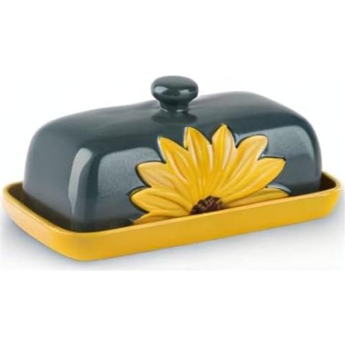 Conservador de Mantequilla Cerámica Juny Girasol 20.1x9.9cm