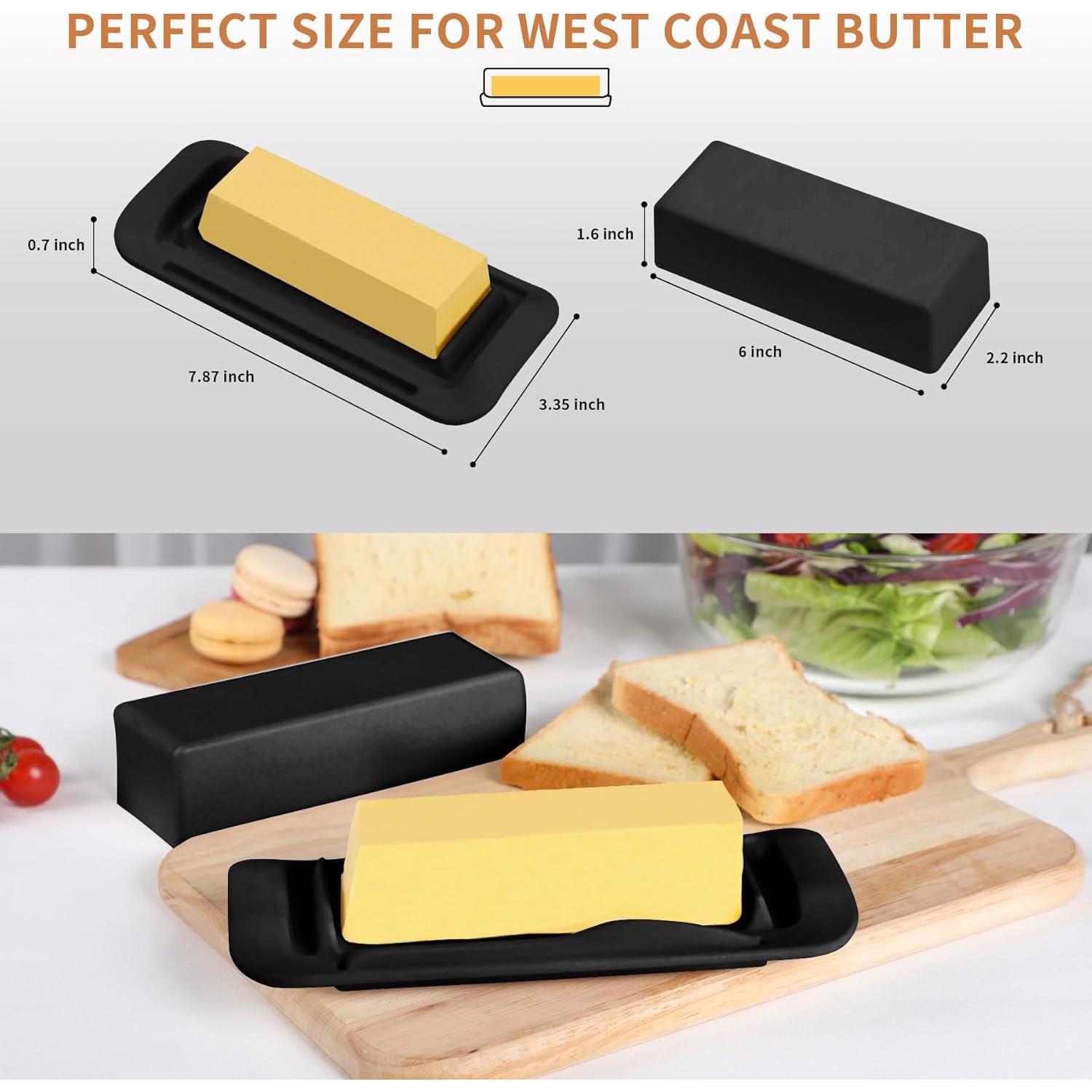 Plato de Mantequilla Ecoway con Tapa y Cuchillo - Negro