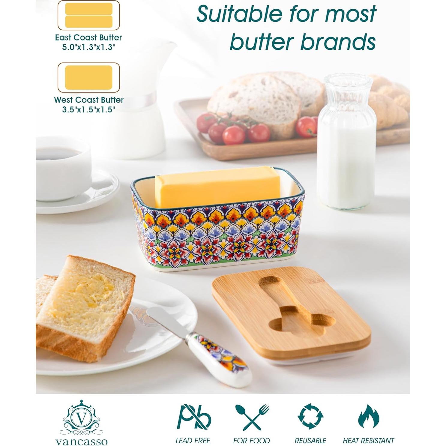 Plato de Mantequilla vancasso SIMI con Tapa de Bambú 16.5 cm