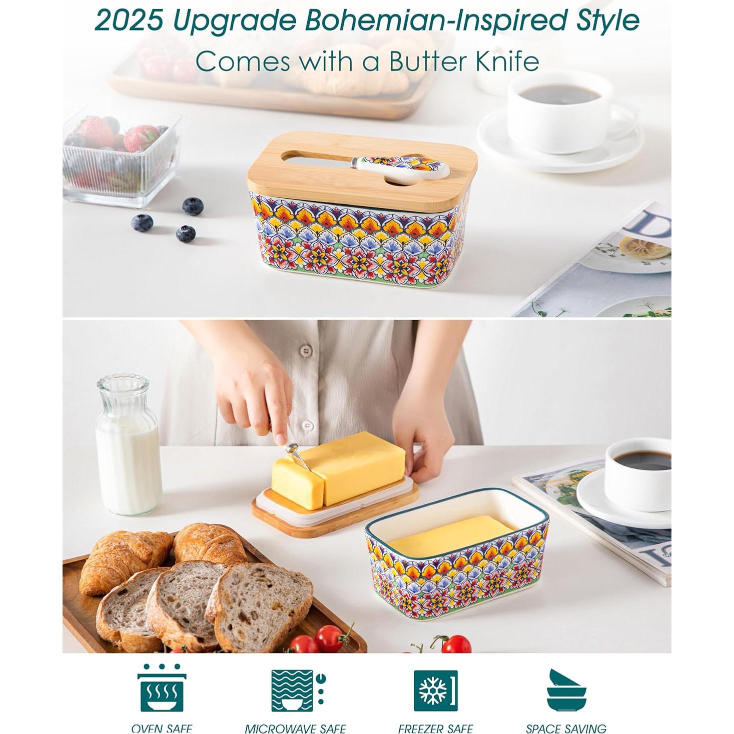 Plato de Mantequilla vancasso SIMI con Tapa de Bambú 16.5 cm