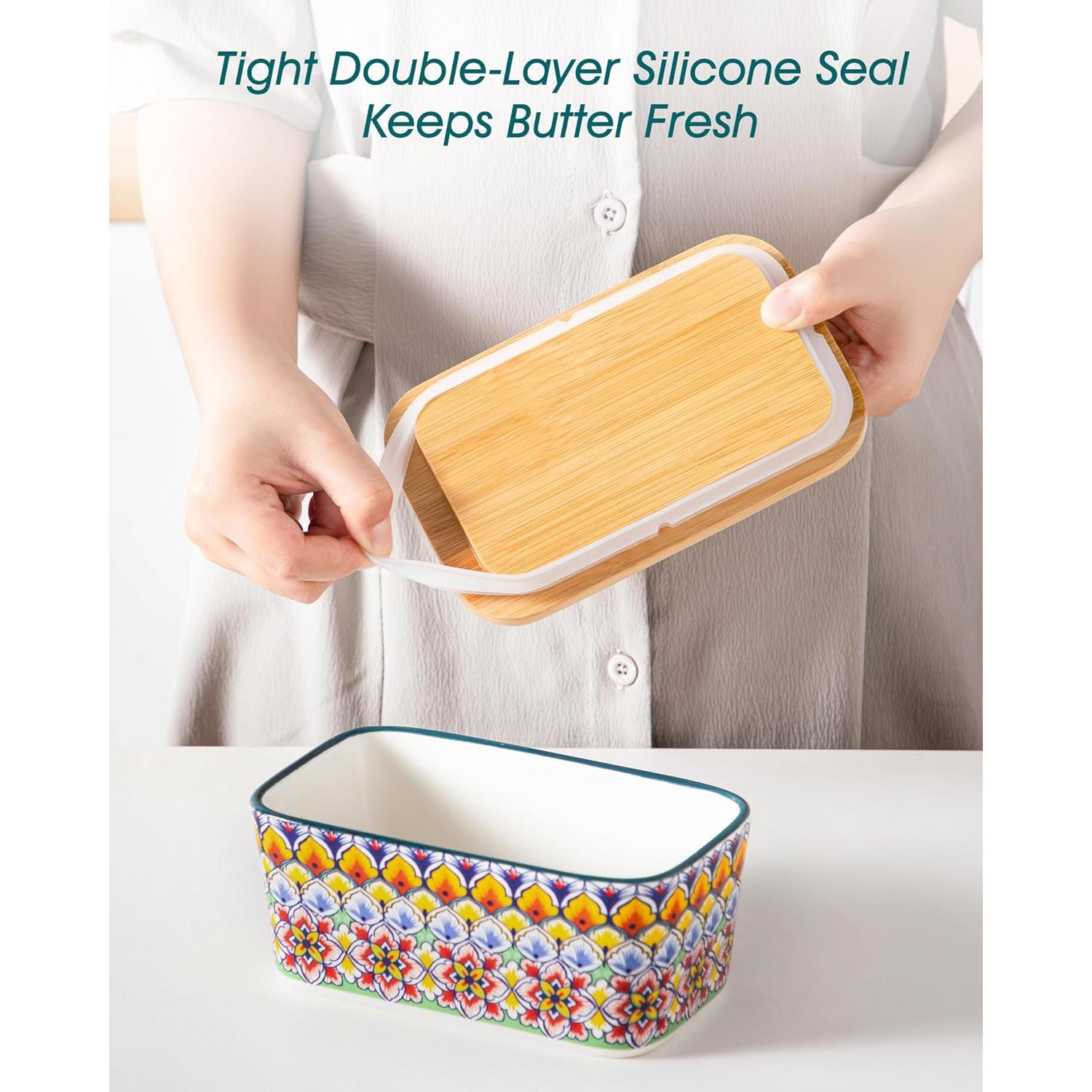 Plato de Mantequilla vancasso SIMI con Tapa de Bambú 16.5 cm