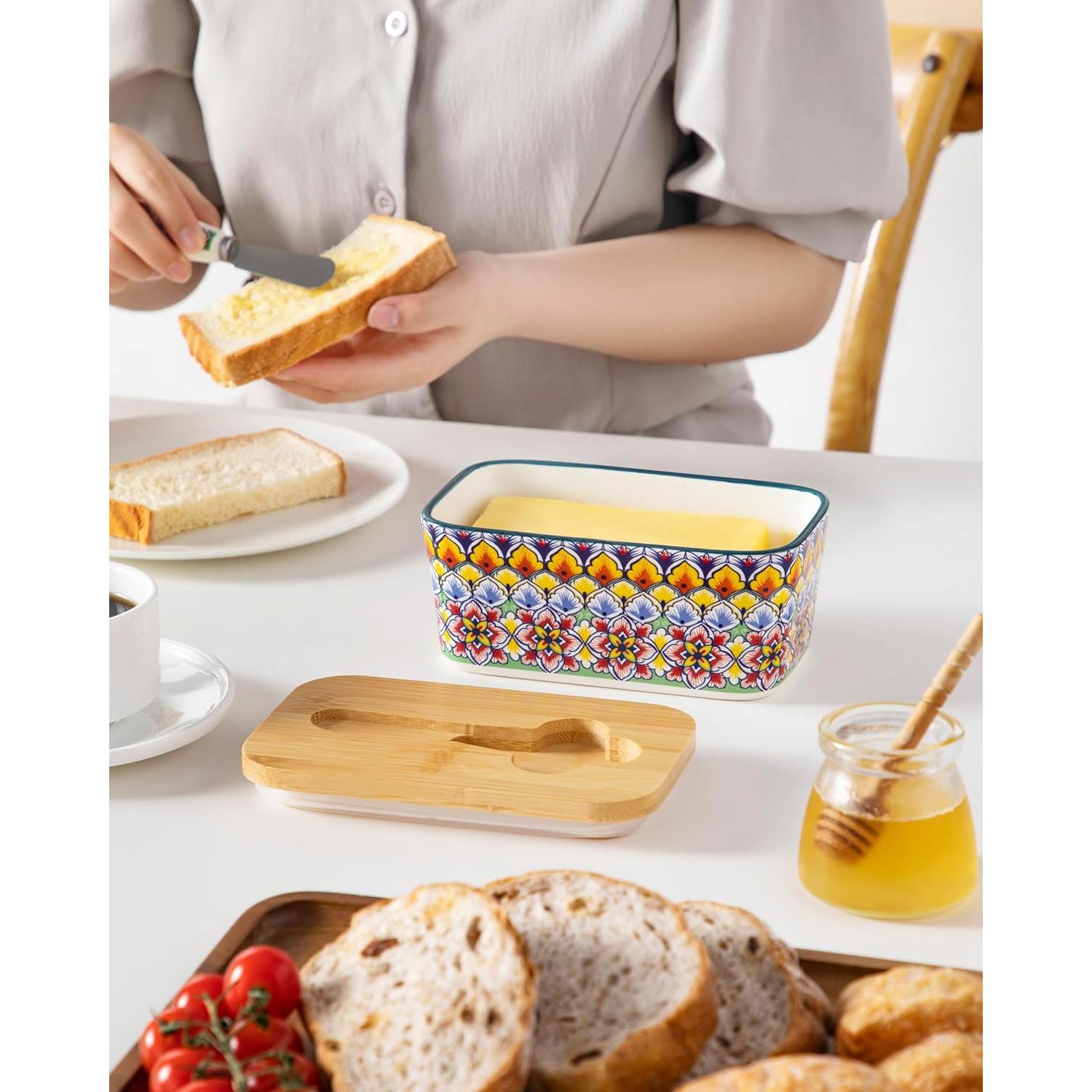 Plato de Mantequilla vancasso SIMI con Tapa de Bambú 16.5 cm