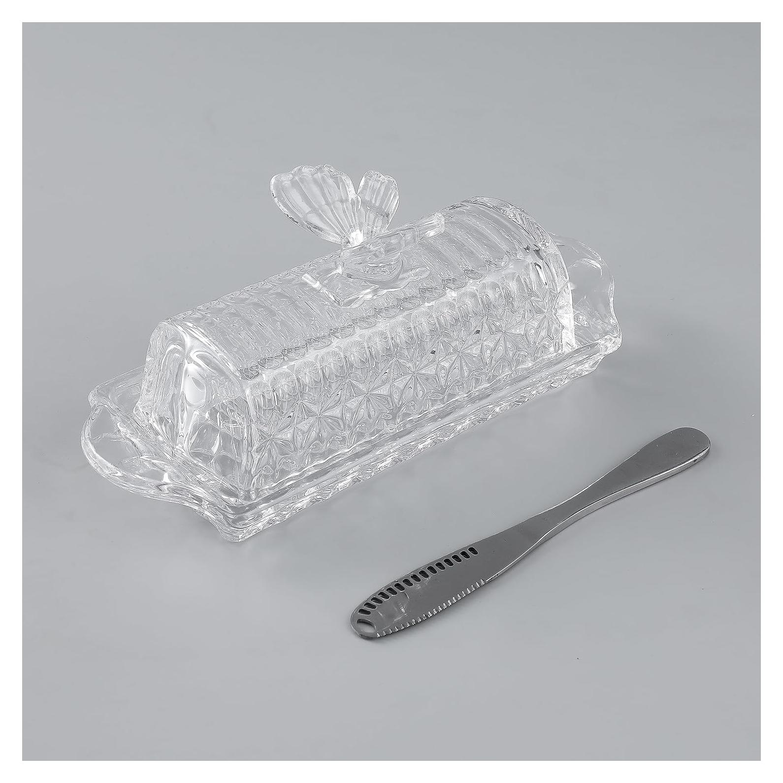 Plato de Mantequilla de Vidrio HAWOK con Tapa y Cuchillo