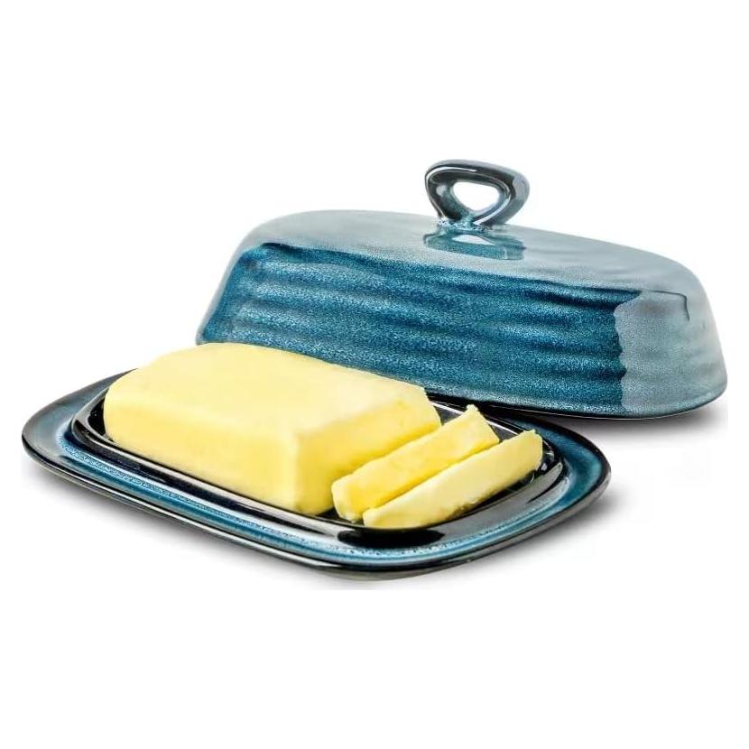 Plato de Mantequilla Glowworm Cerámica con Tapa 18.5 cm Azul