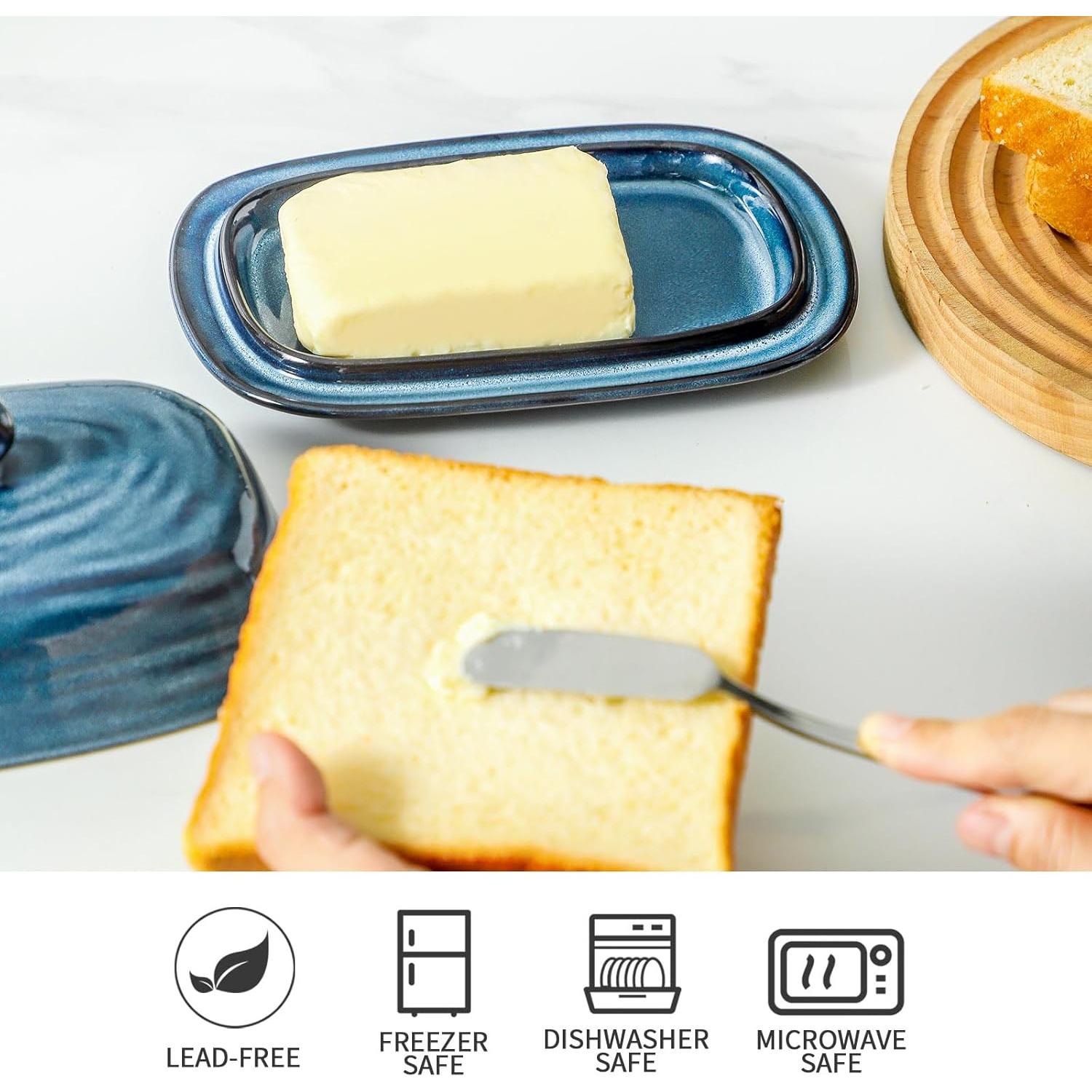 Plato de Mantequilla Glowworm Cerámica con Tapa 18.5 cm Azul