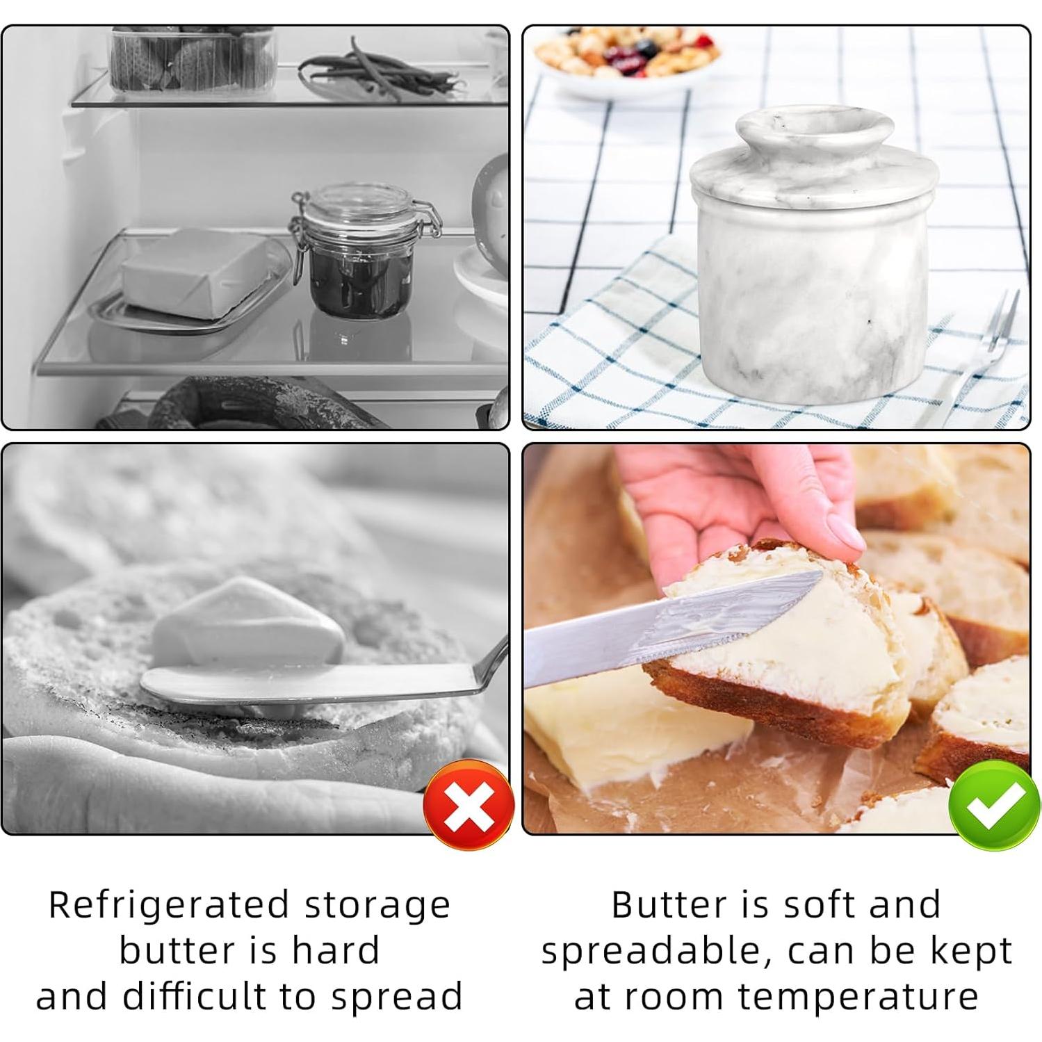 Crock de Mantequilla con Tapa TABHOUKIT Grande Blanco Gris