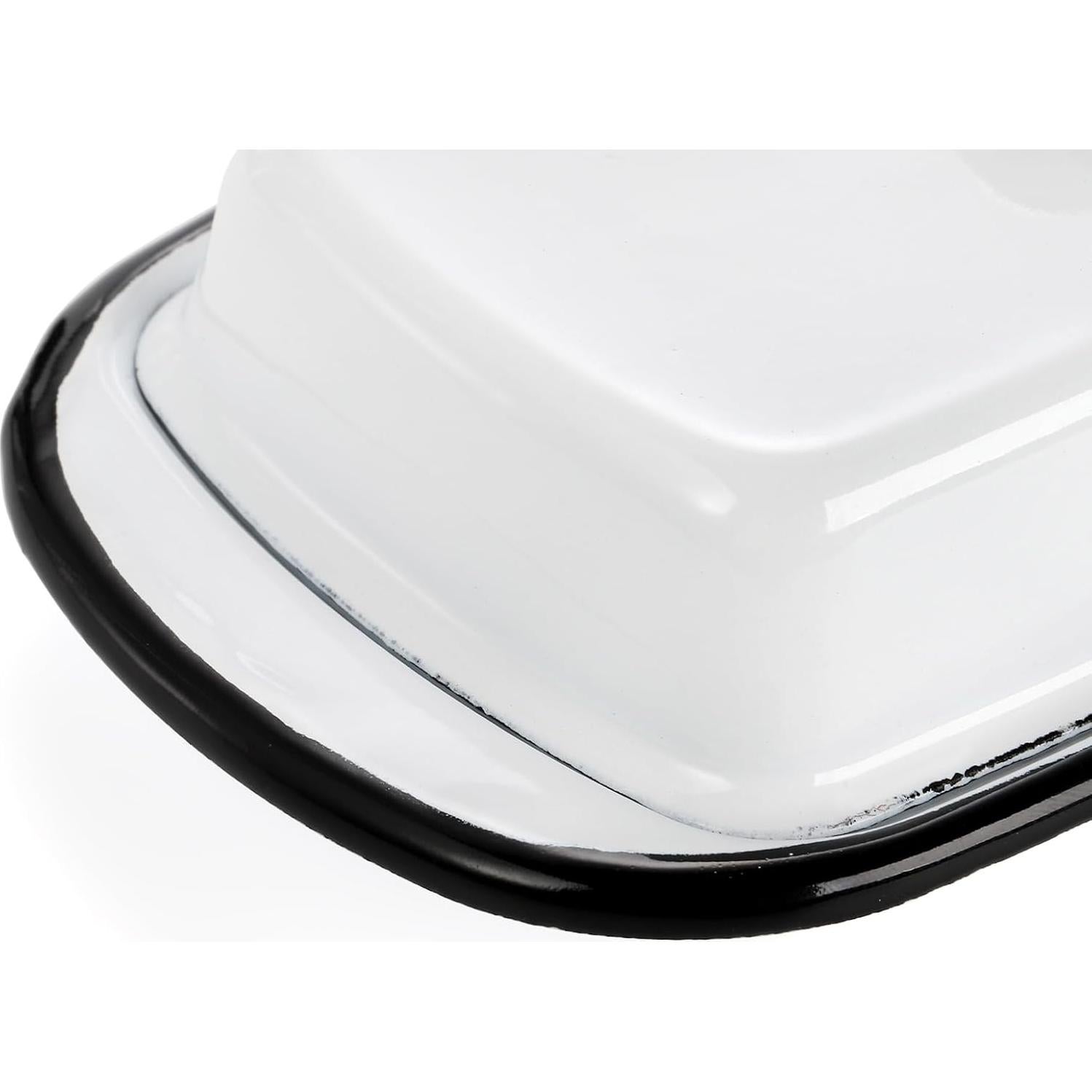 Plato de Mantequilla Suwimut de Esmalte Blanco con Tapa 19.6x10.9cm