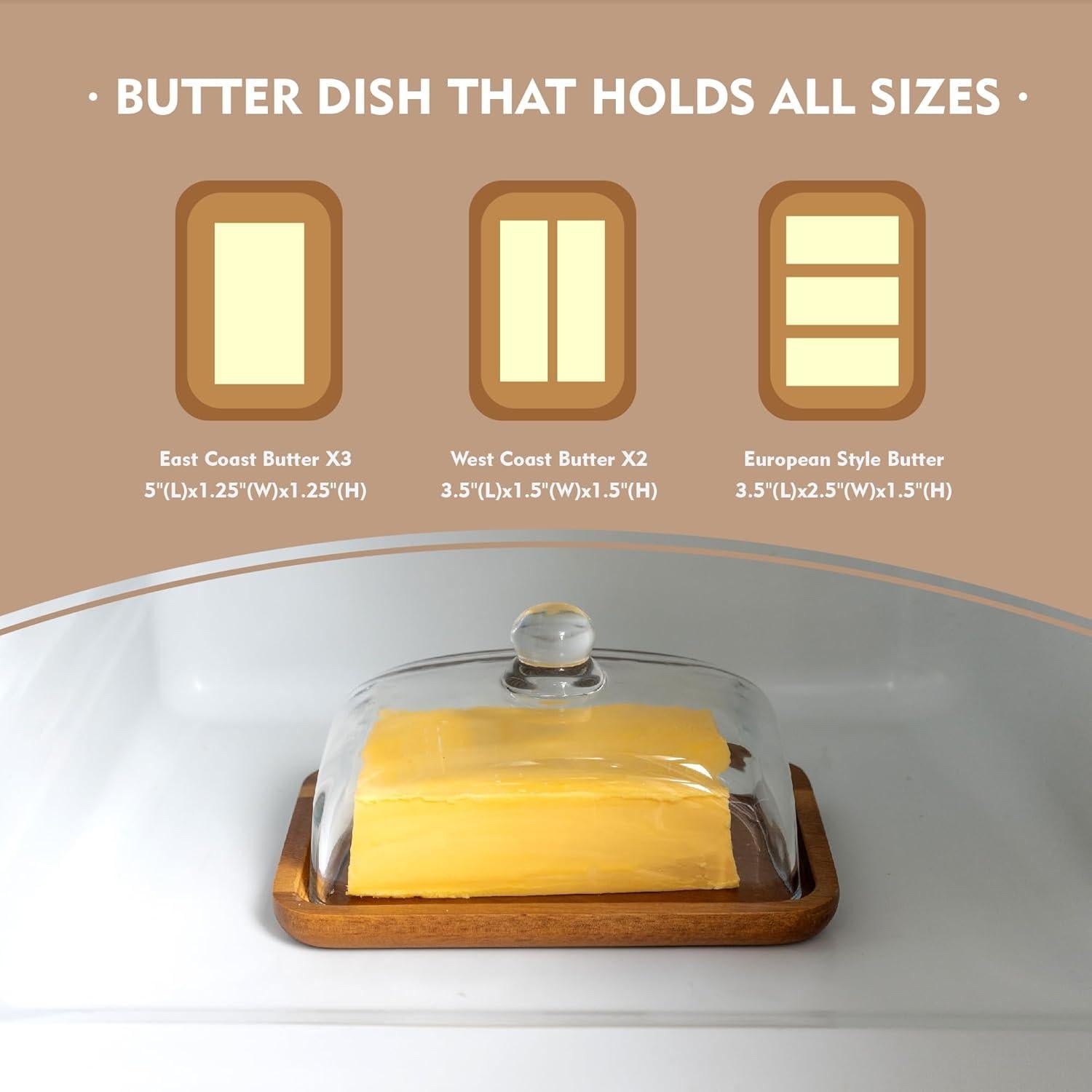 Plato de Mantequilla de Vidrio MKLZ con Tapa Hermética 0.45kg