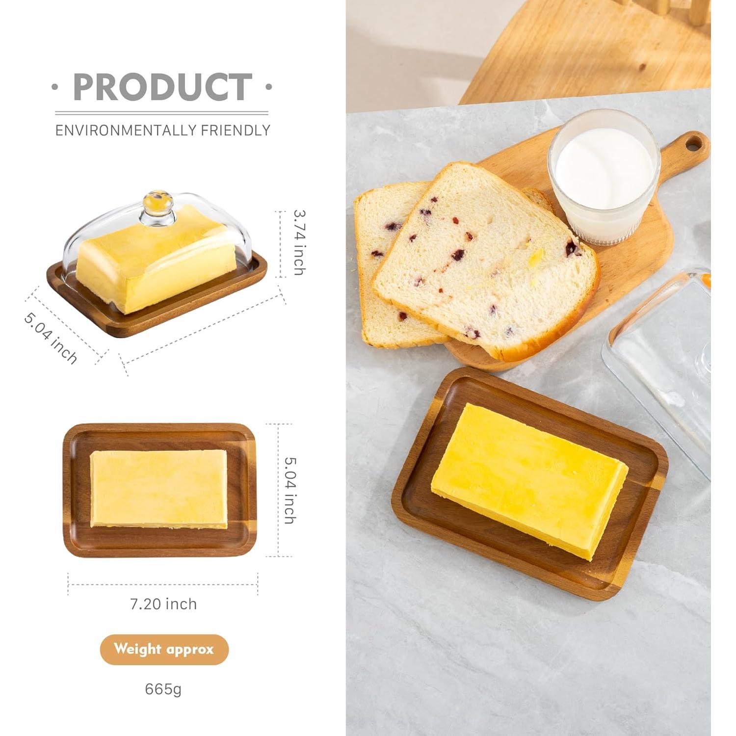 Plato de Mantequilla de Vidrio MKLZ con Tapa Hermética 0.45kg