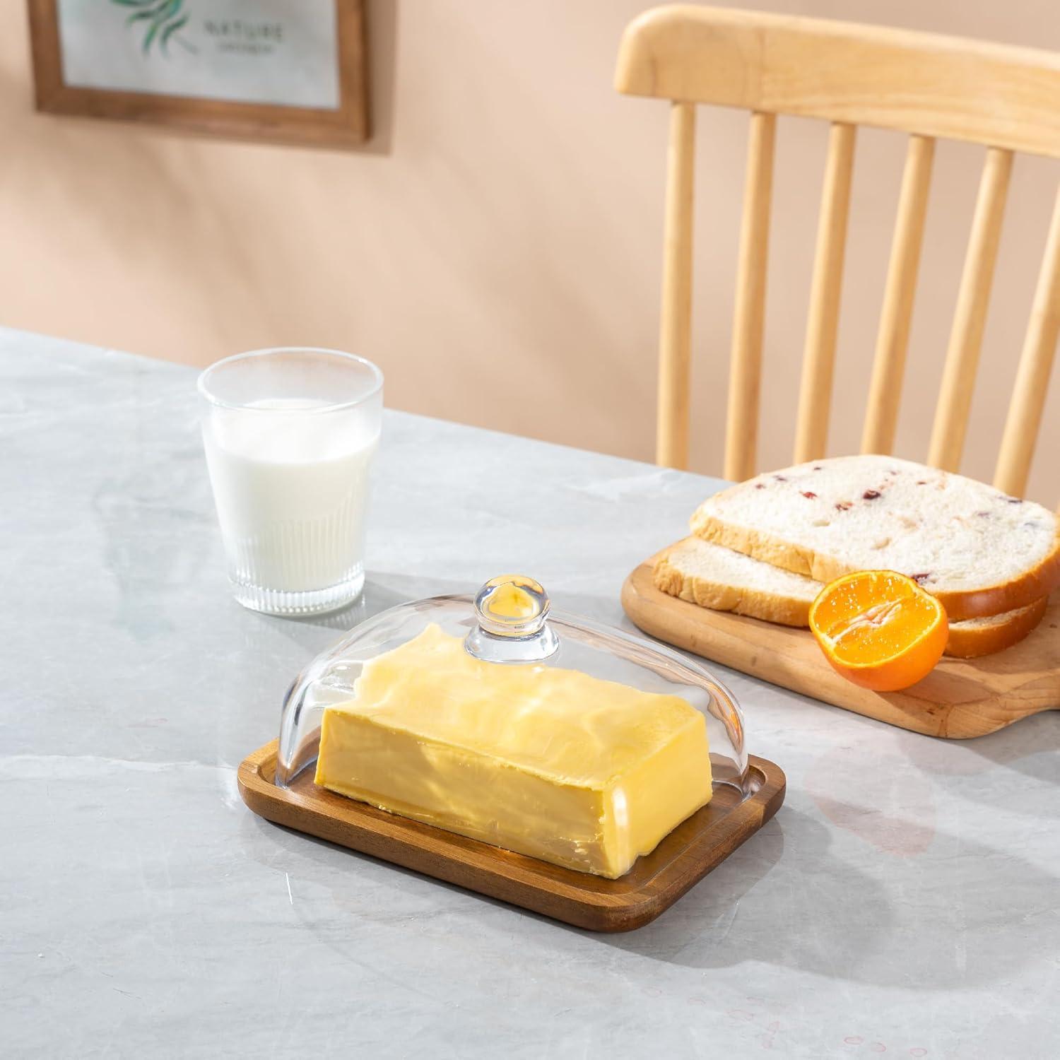 Plato de Mantequilla de Vidrio MKLZ con Tapa Hermética 0.45kg