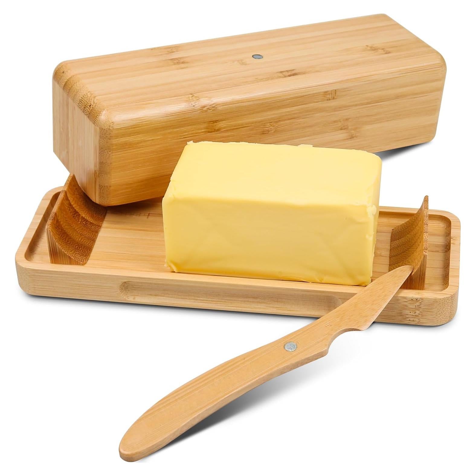 Plato de Mantequilla de Bambú con Tapa Beardo Decor 22.1x7.9cm