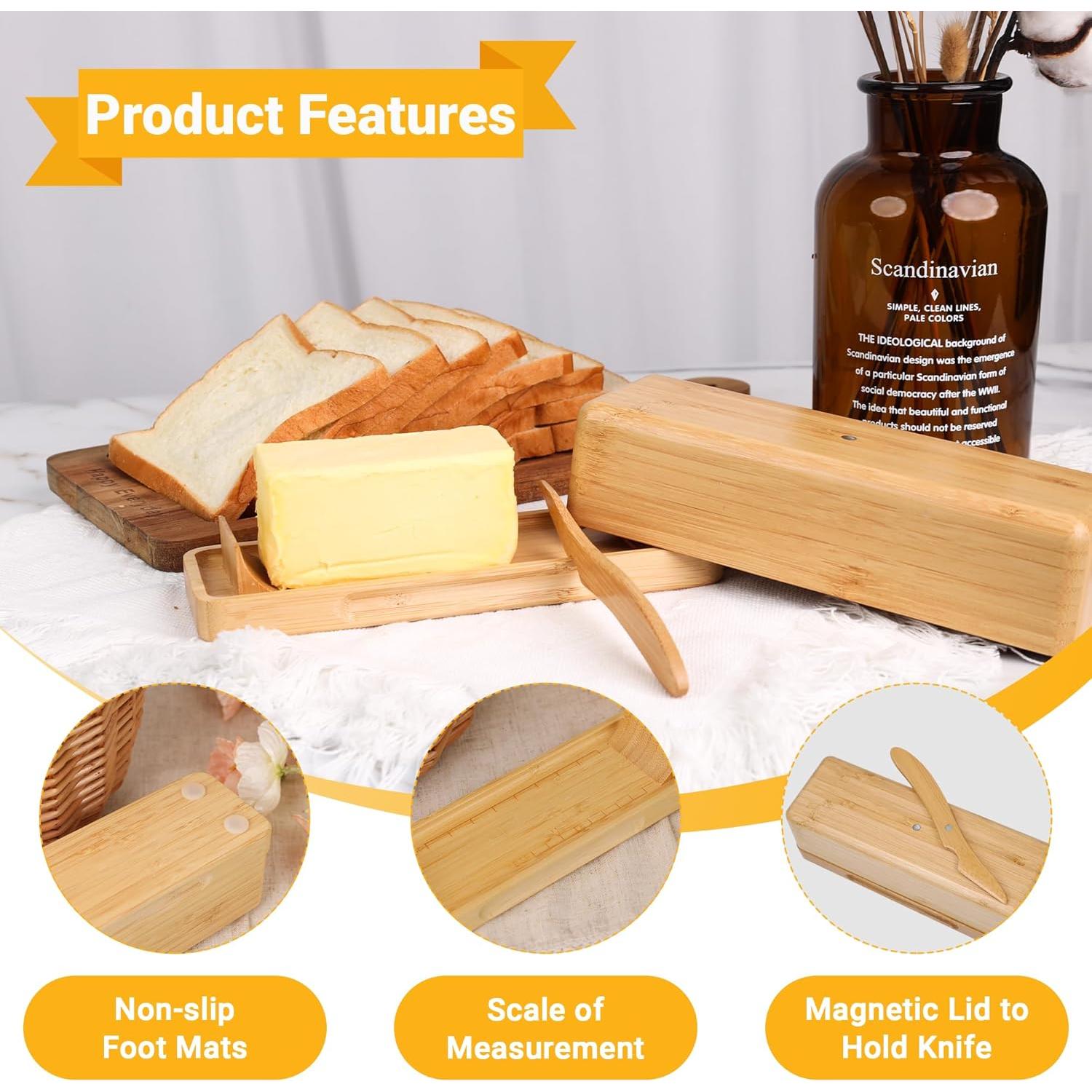 Plato de Mantequilla de Bambú con Tapa Beardo Decor 22.1x7.9cm