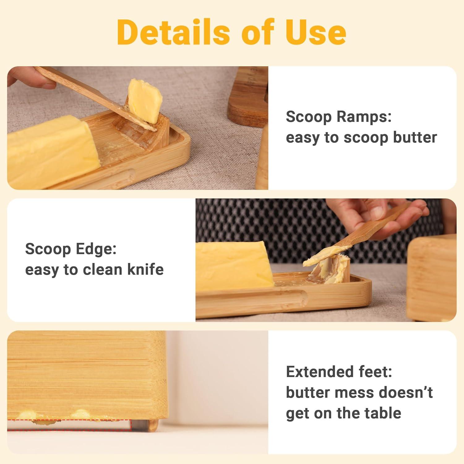 Plato de Mantequilla de Bambú con Tapa Beardo Decor 22.1x7.9cm