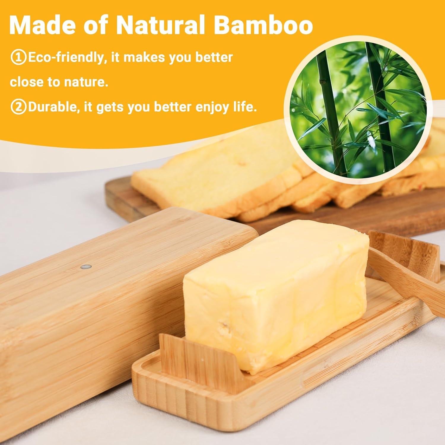 Plato de Mantequilla de Bambú con Tapa Beardo Decor 22.1x7.9cm