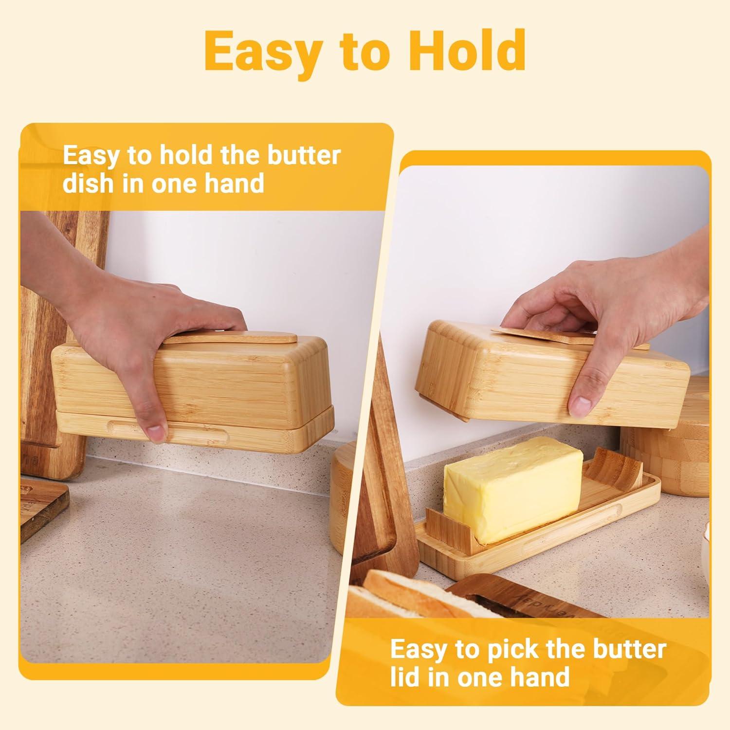 Plato de Mantequilla de Bambú con Tapa Beardo Decor 22.1x7.9cm