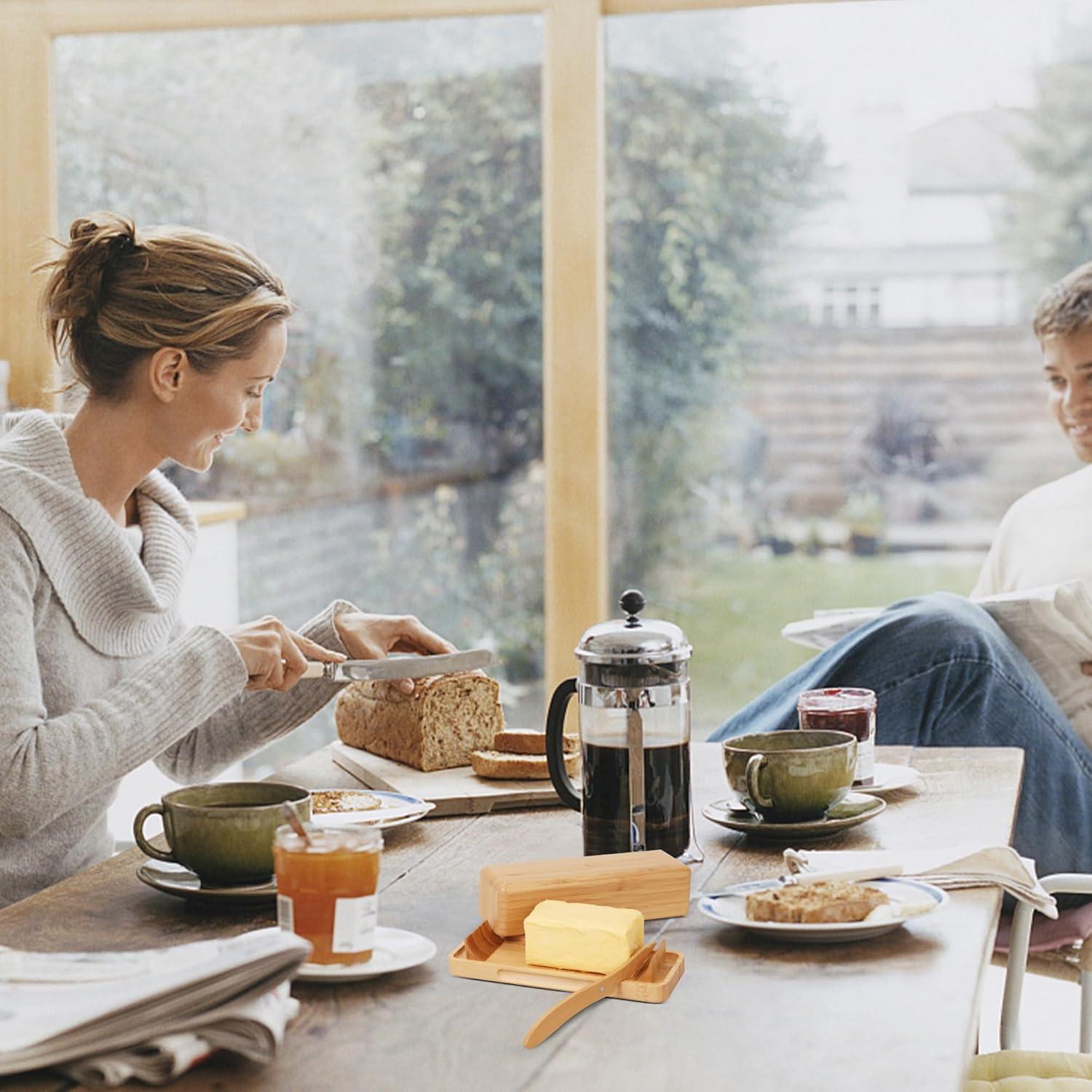 Plato de Mantequilla de Bambú con Tapa Beardo Decor 22.1x7.9cm