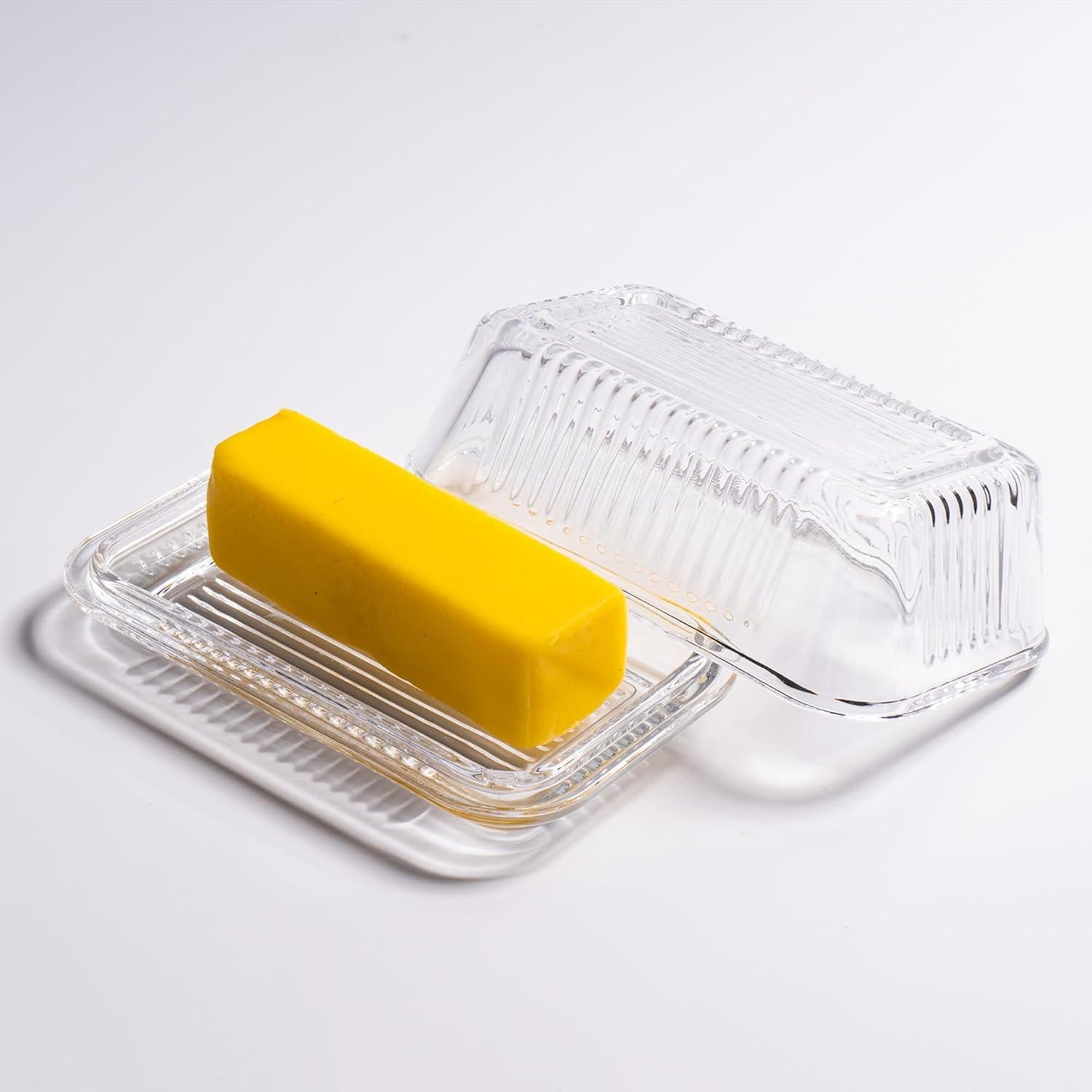 Plato de Mantequilla de Vidrio QIANCHANG con Tapa 17x10 cm