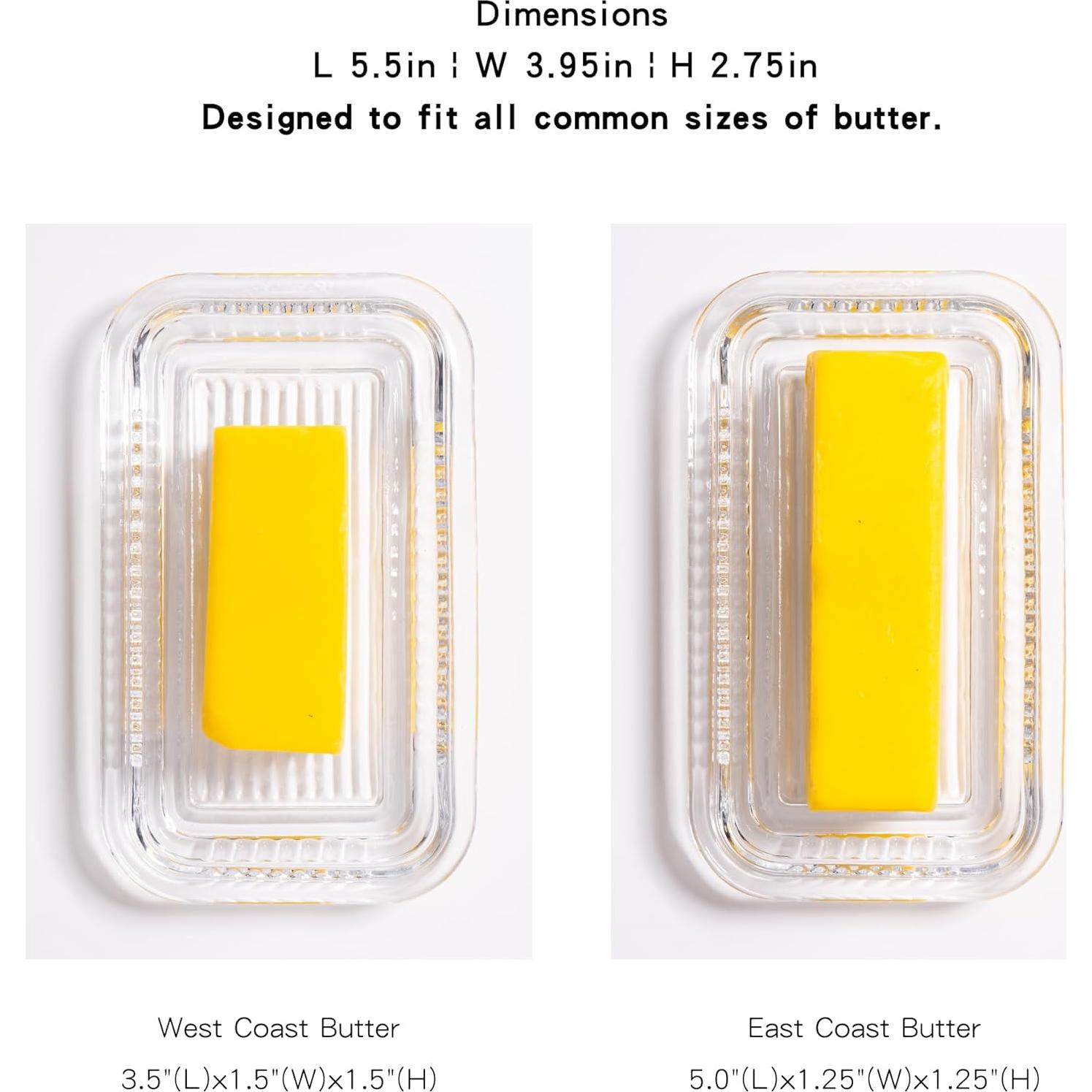 Plato de Mantequilla de Vidrio QIANCHANG con Tapa 17x10 cm