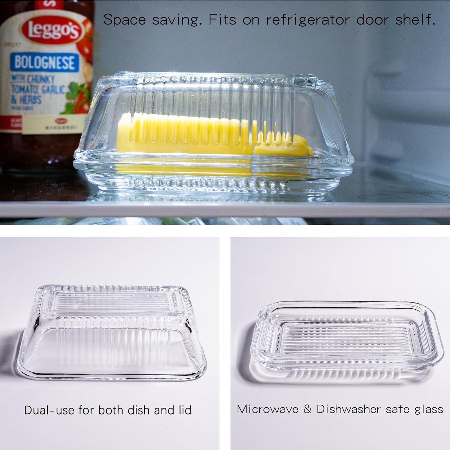 Plato de Mantequilla de Vidrio QIANCHANG con Tapa 17x10 cm