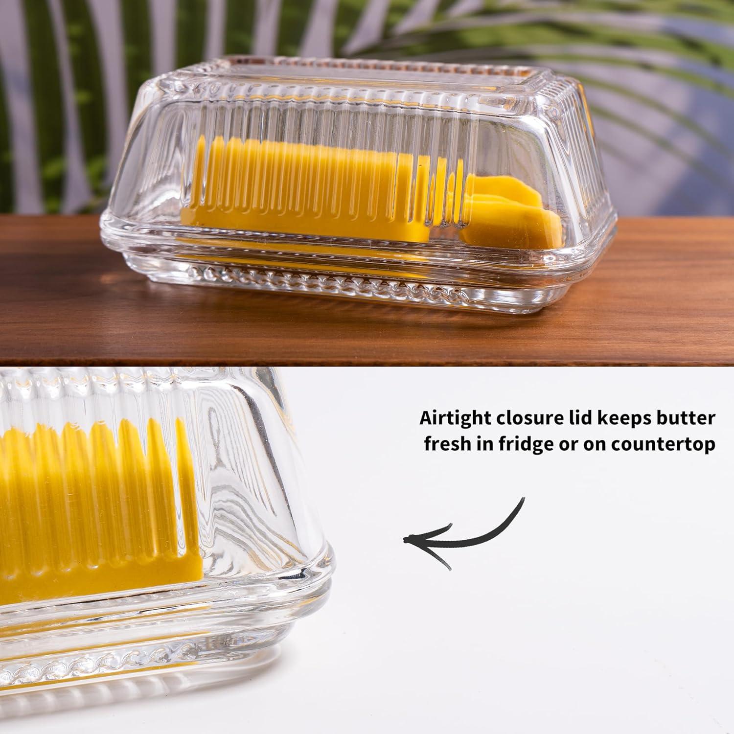Plato de Mantequilla de Vidrio QIANCHANG con Tapa 17x10 cm