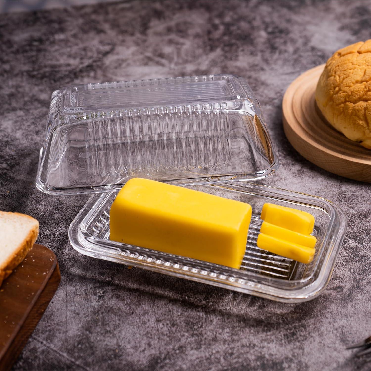 Plato de Mantequilla de Vidrio QIANCHANG con Tapa 17x10 cm