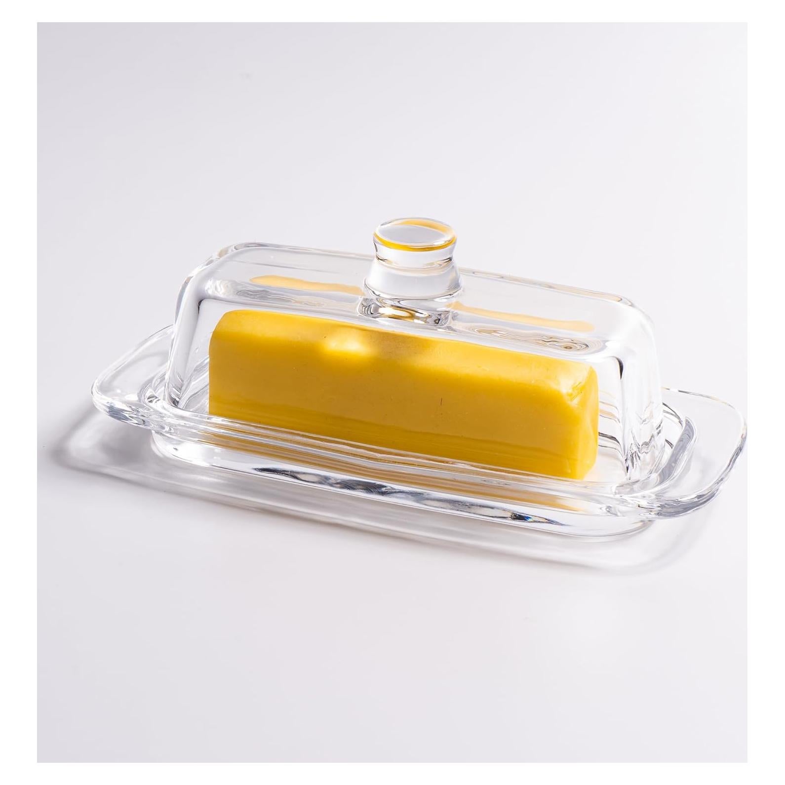 Plato de Mantequilla de Vidrio QIANCHANG con Tapa 20.07x9.02cm
