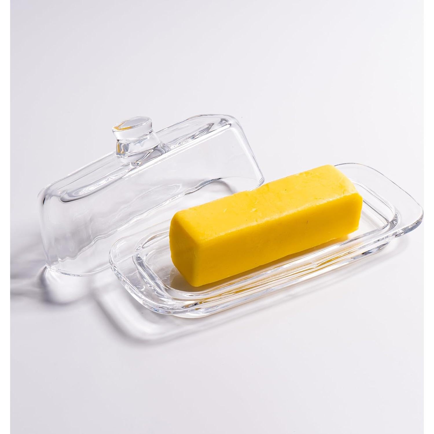Plato de Mantequilla de Vidrio QIANCHANG con Tapa 20.07x9.02cm