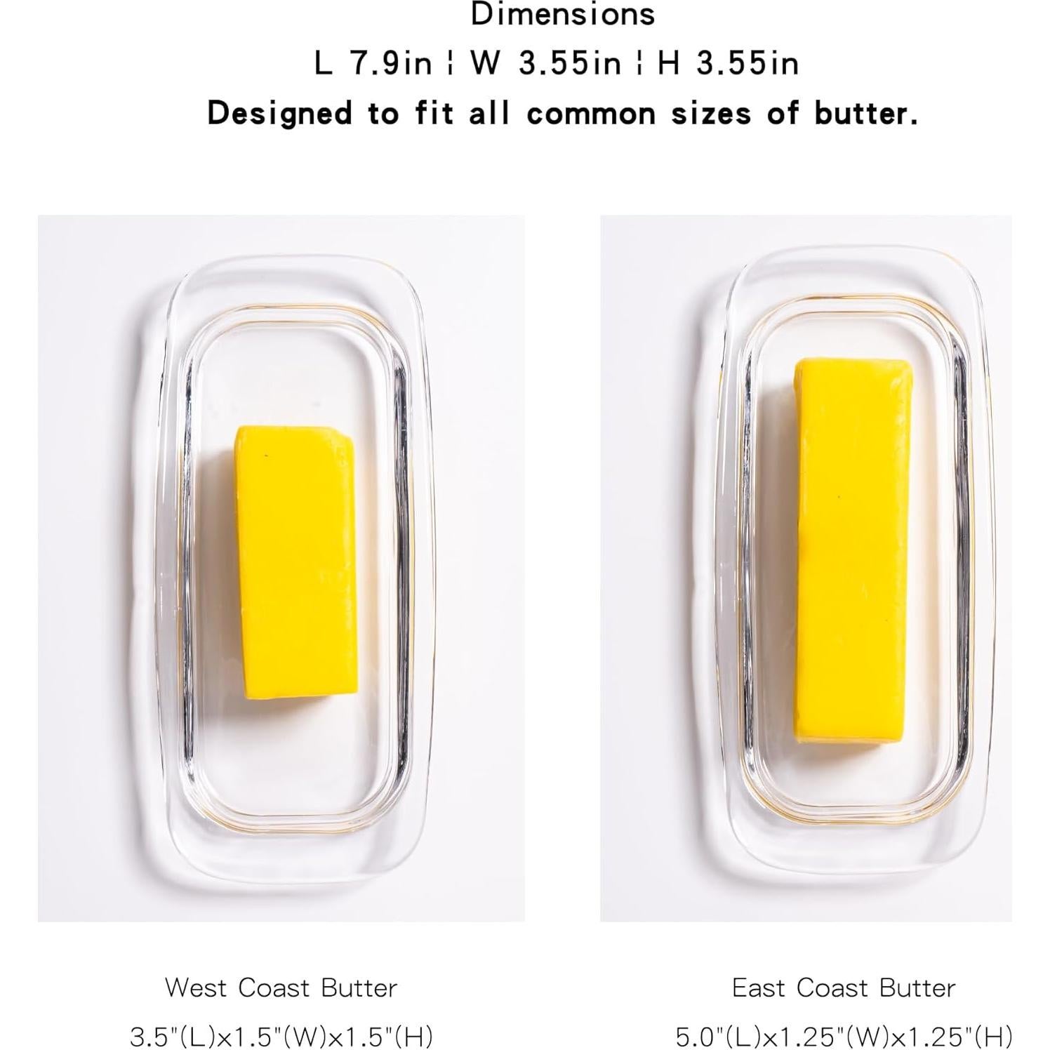 Plato de Mantequilla de Vidrio QIANCHANG con Tapa 20.07x9.02cm