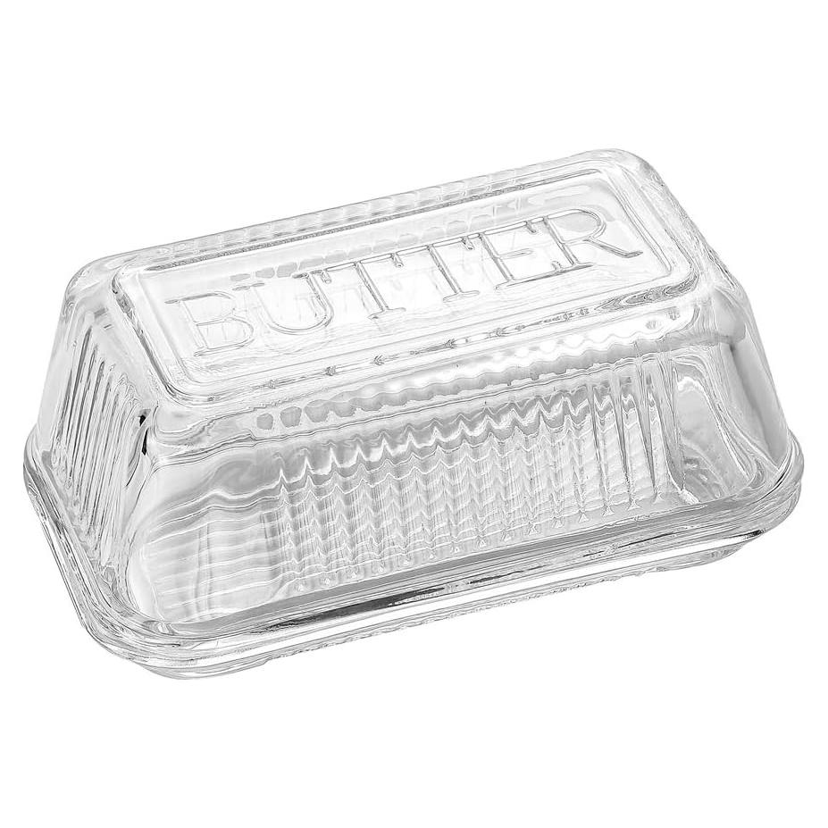 Plato de Mantequilla de Vidrio G Glassware con Tapa 16.5x10.2cm