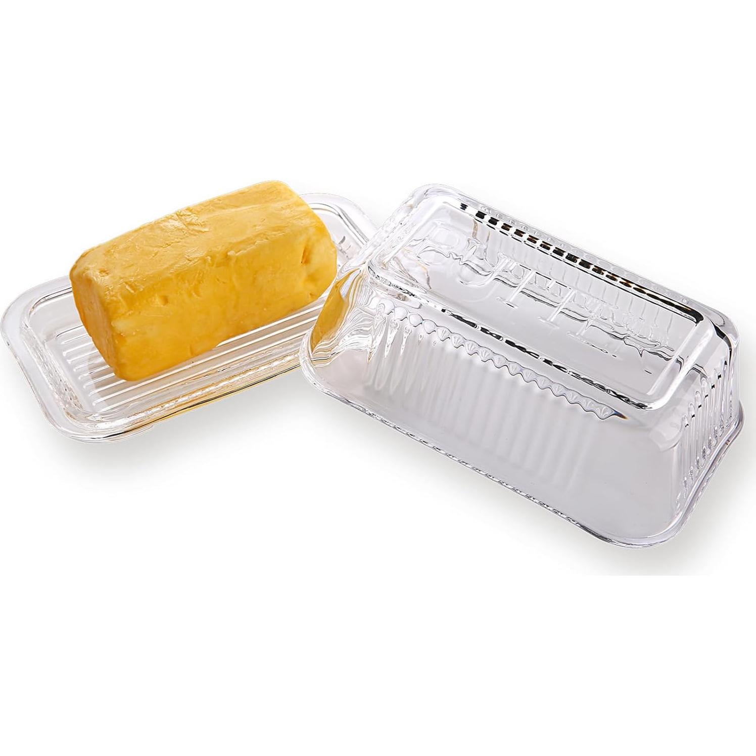 Plato de Mantequilla de Vidrio G Glassware con Tapa 16.5x10.2cm