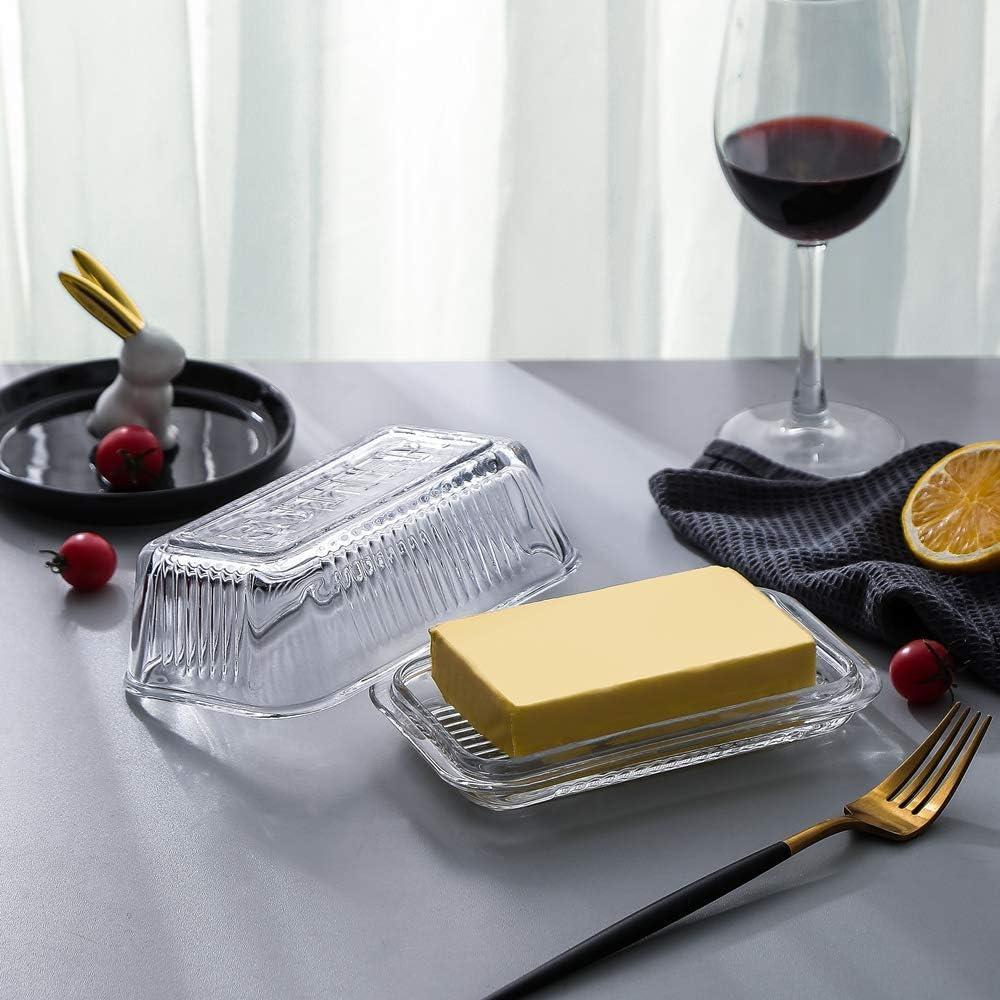Plato de Mantequilla de Vidrio G Glassware con Tapa 16.5x10.2cm