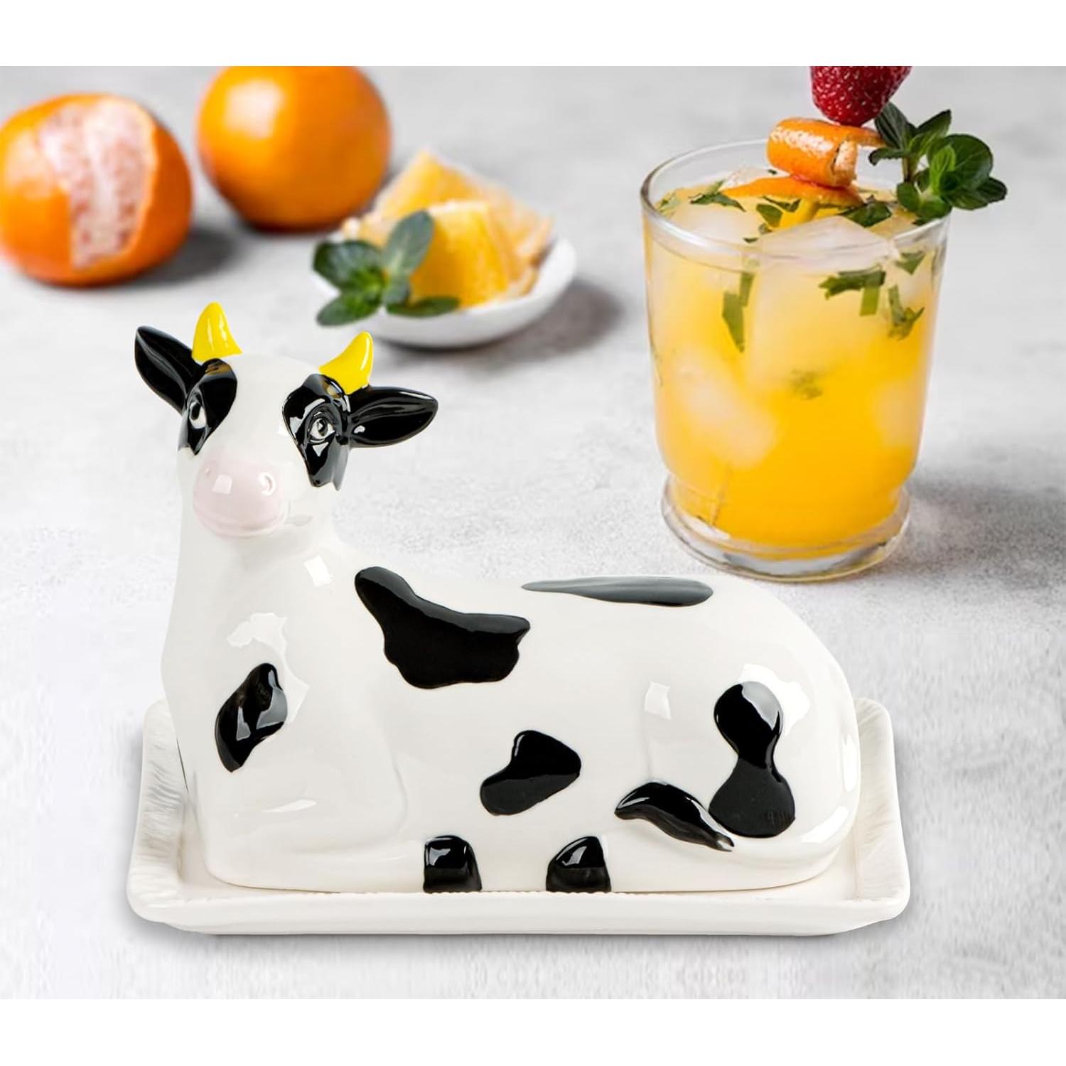 Plato de Mantequilla de Cerámica Holstein con Tapa 24cm
