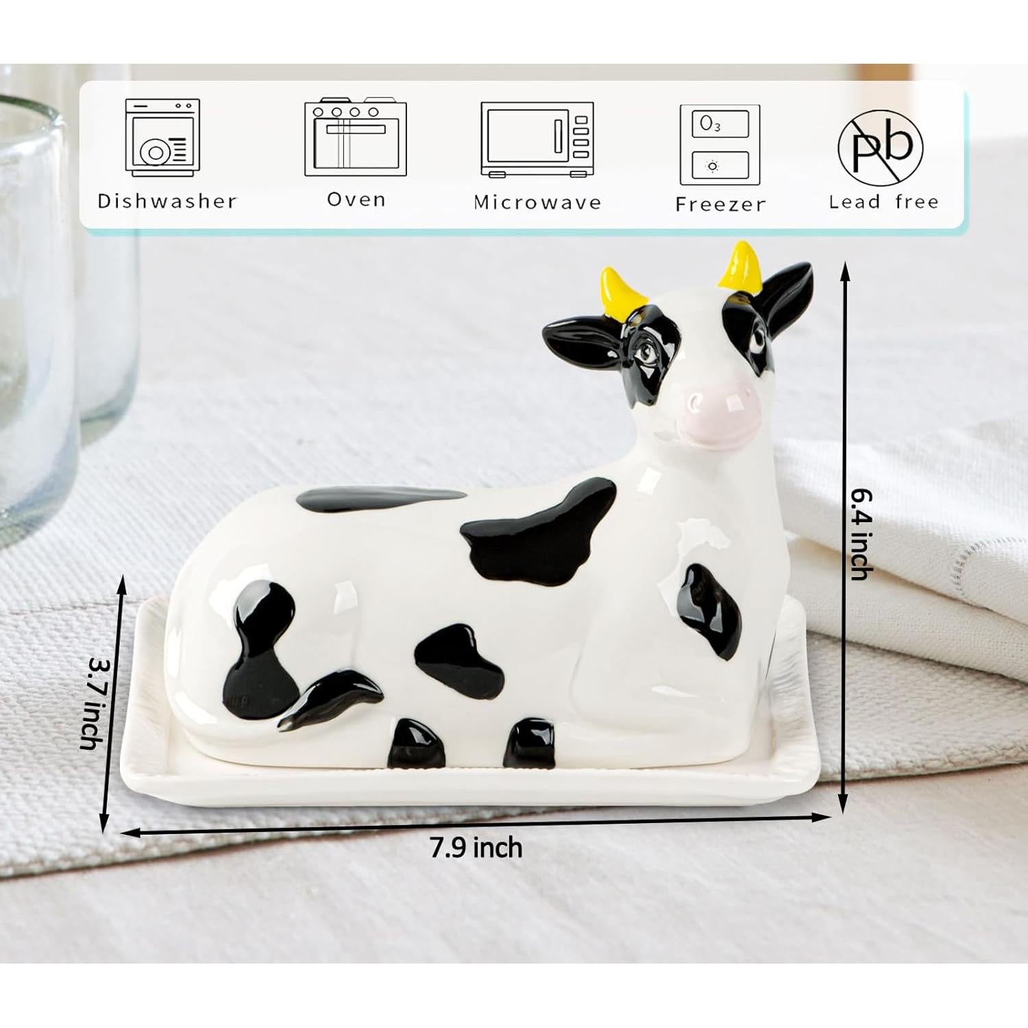 Plato de Mantequilla de Cerámica Holstein con Tapa 24cm