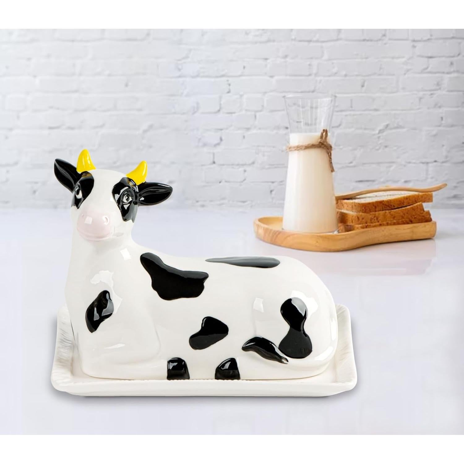 Plato de Mantequilla de Cerámica Holstein con Tapa 24cm