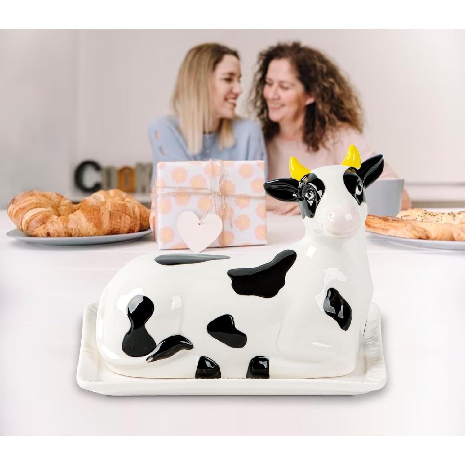 Plato de Mantequilla de Cerámica Holstein con Tapa 24cm