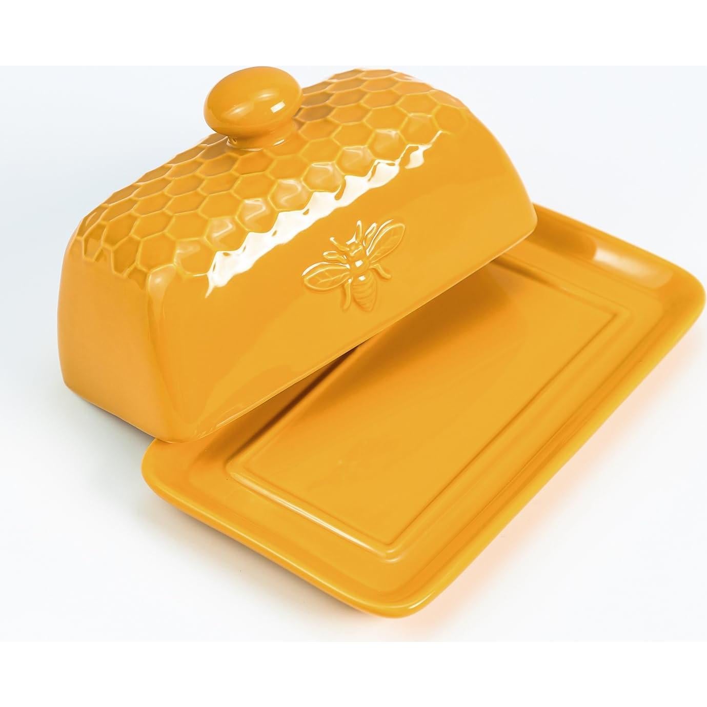 Plato de Mantequilla Cerámica Vintage con Tapa 23x16cm