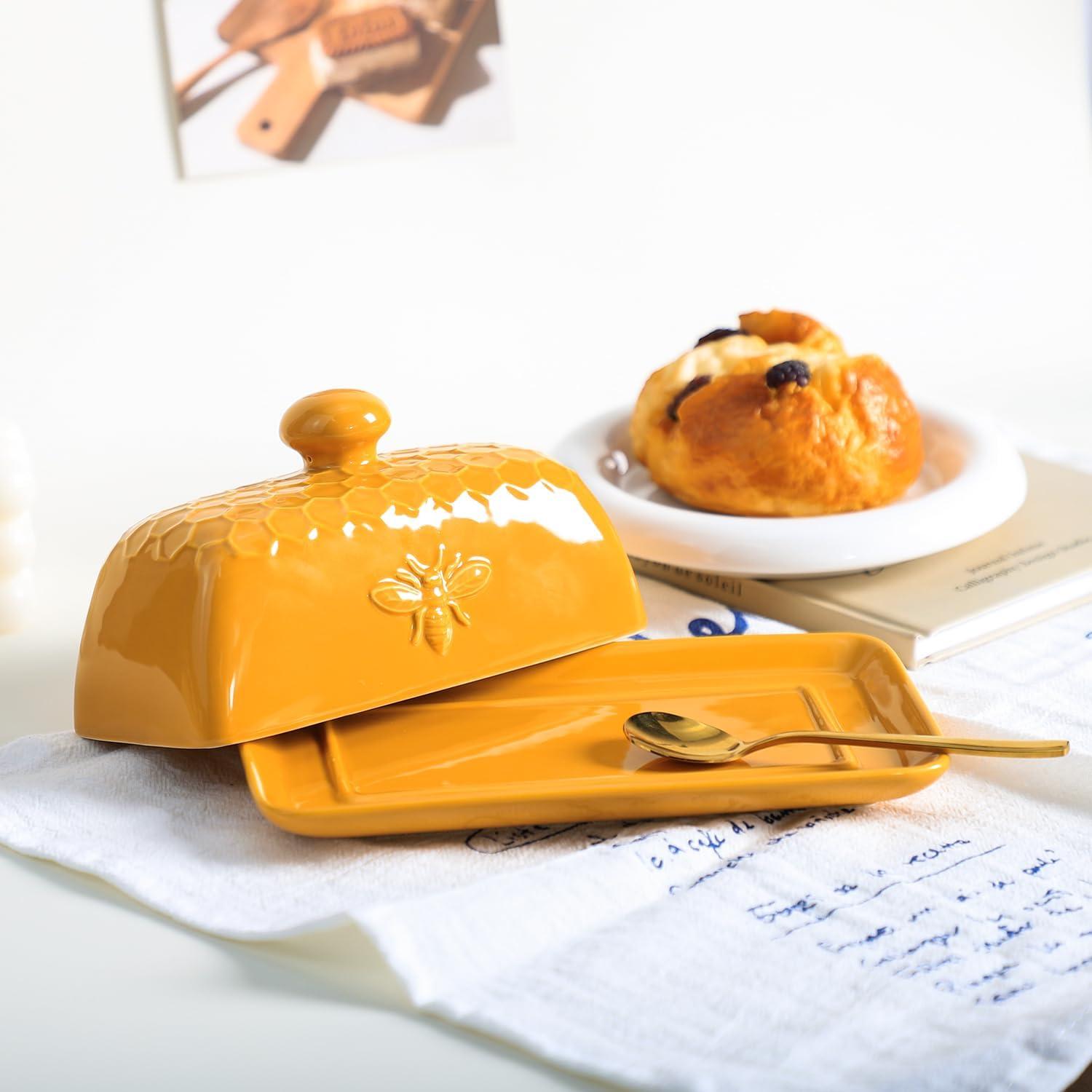 Plato de Mantequilla Cerámica Vintage con Tapa 23x16cm