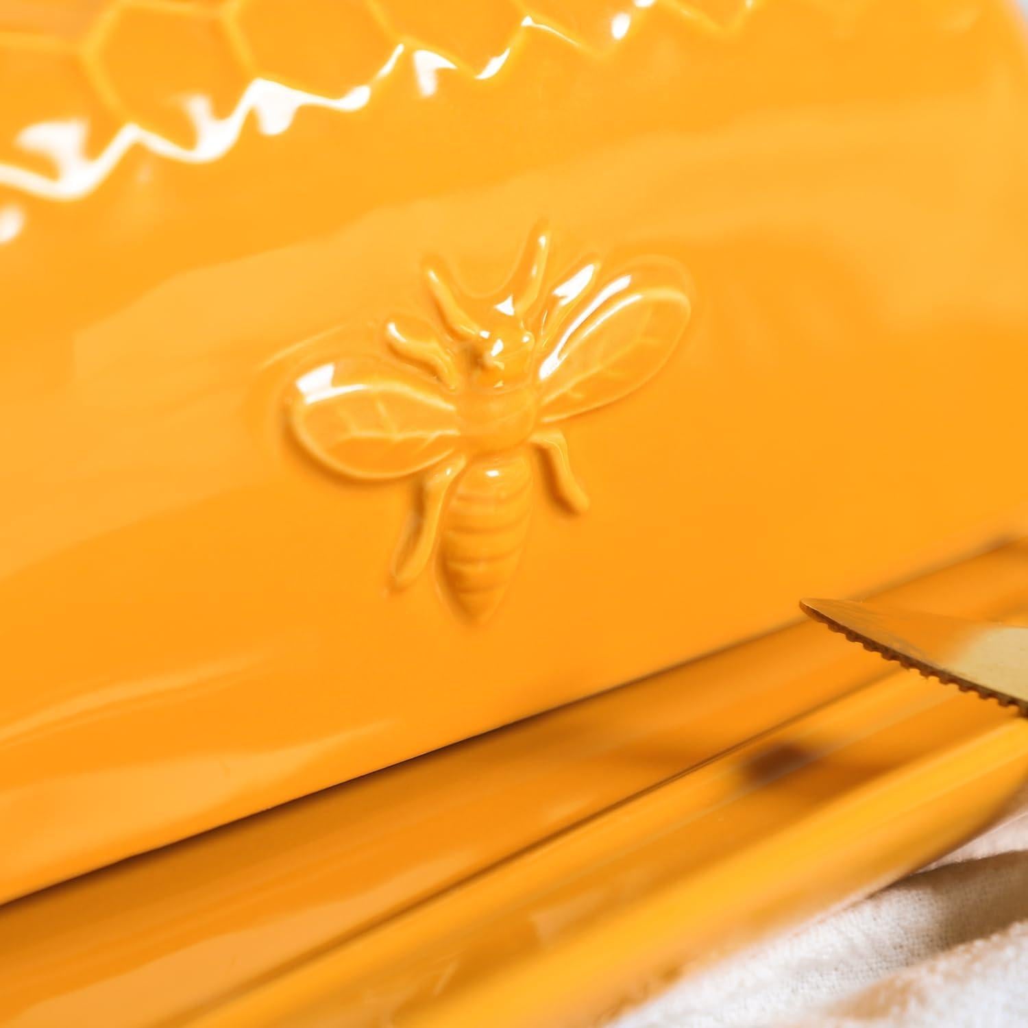 Plato de Mantequilla Cerámica Vintage con Tapa 23x16cm