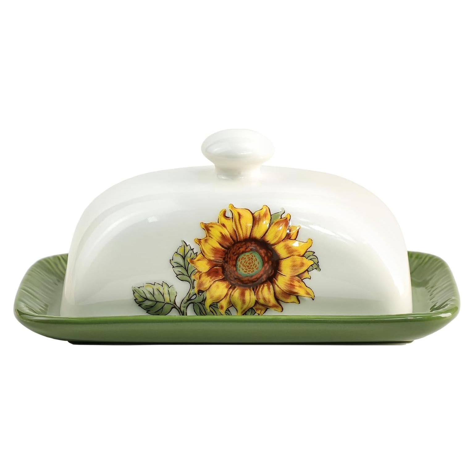 Plato de Mantequilla Cerámica Bicuzat con Tapa Girasol