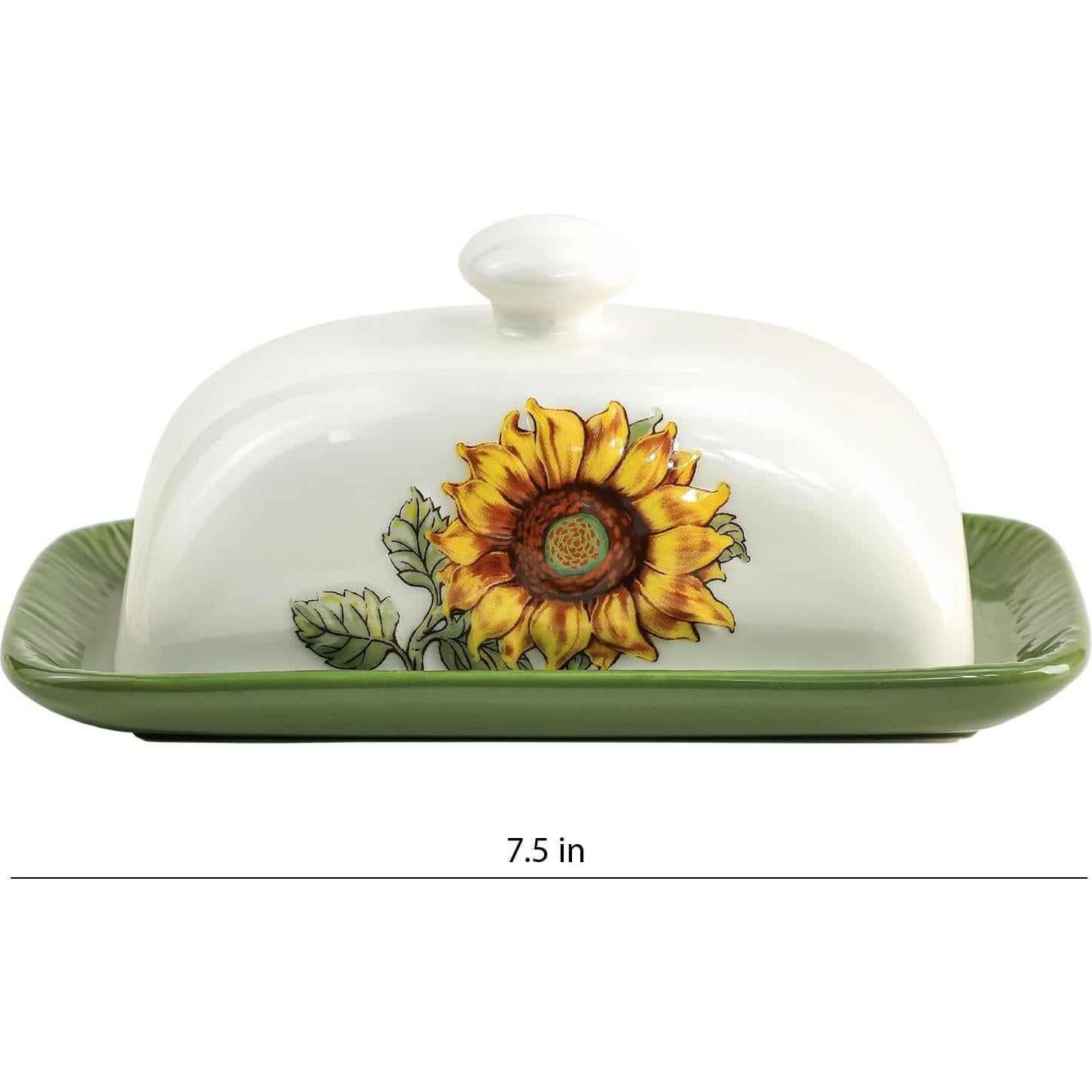 Plato de Mantequilla Cerámica Bicuzat con Tapa Girasol