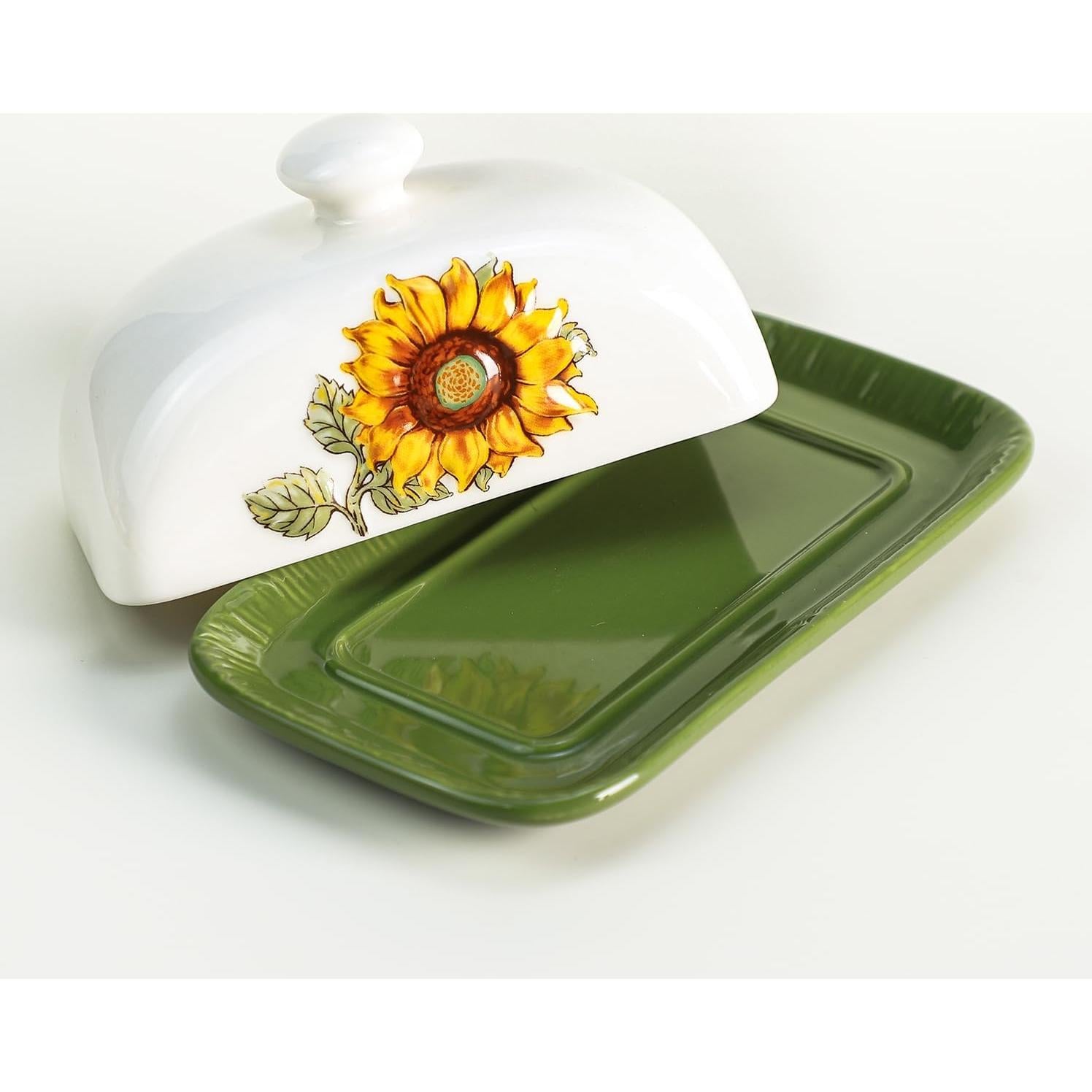 Plato de Mantequilla Cerámica Bicuzat con Tapa Girasol