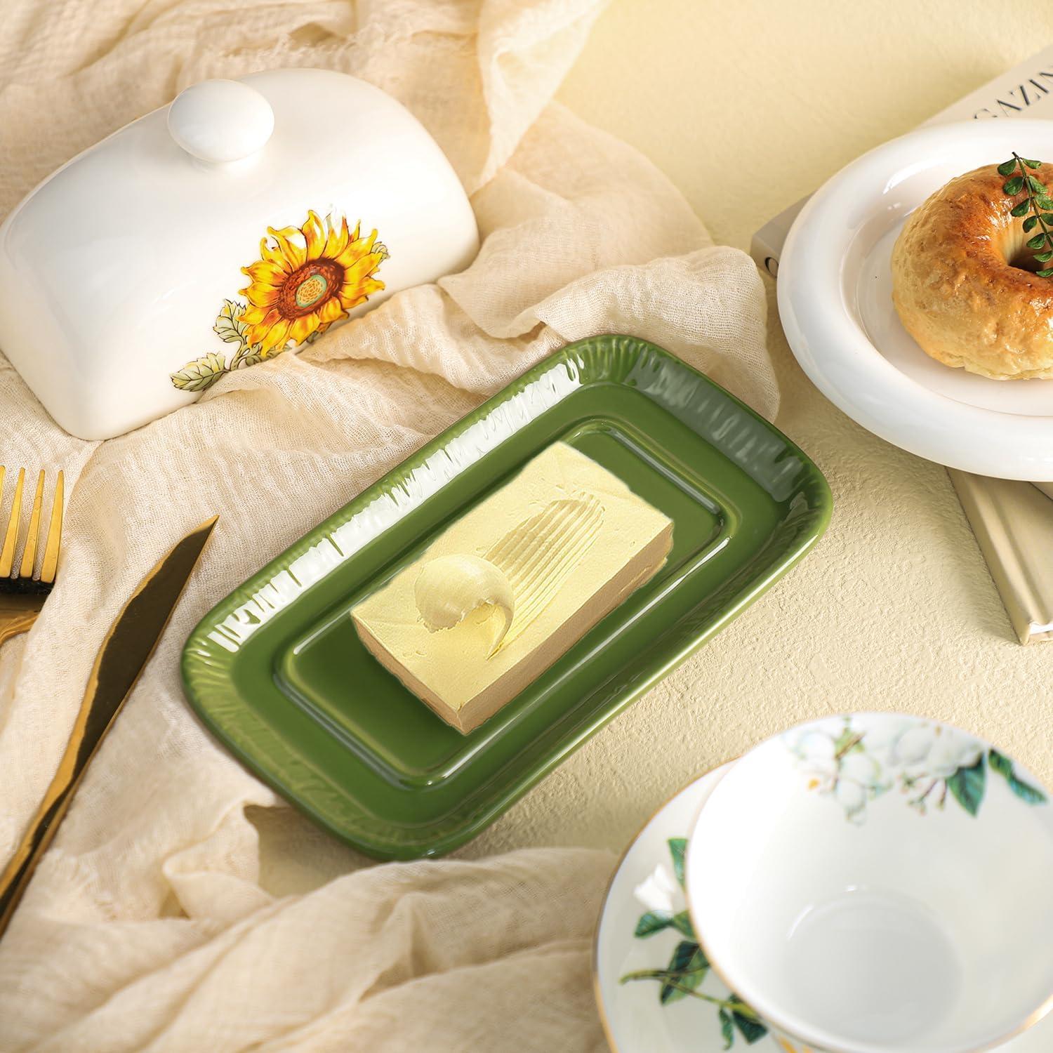 Plato de Mantequilla Cerámica Bicuzat con Tapa Girasol