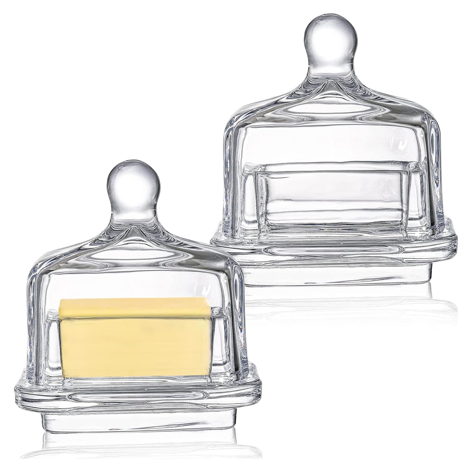 Platos de Mantequilla de Vidrio Dicunoy - 2 Piezas Rectangulares